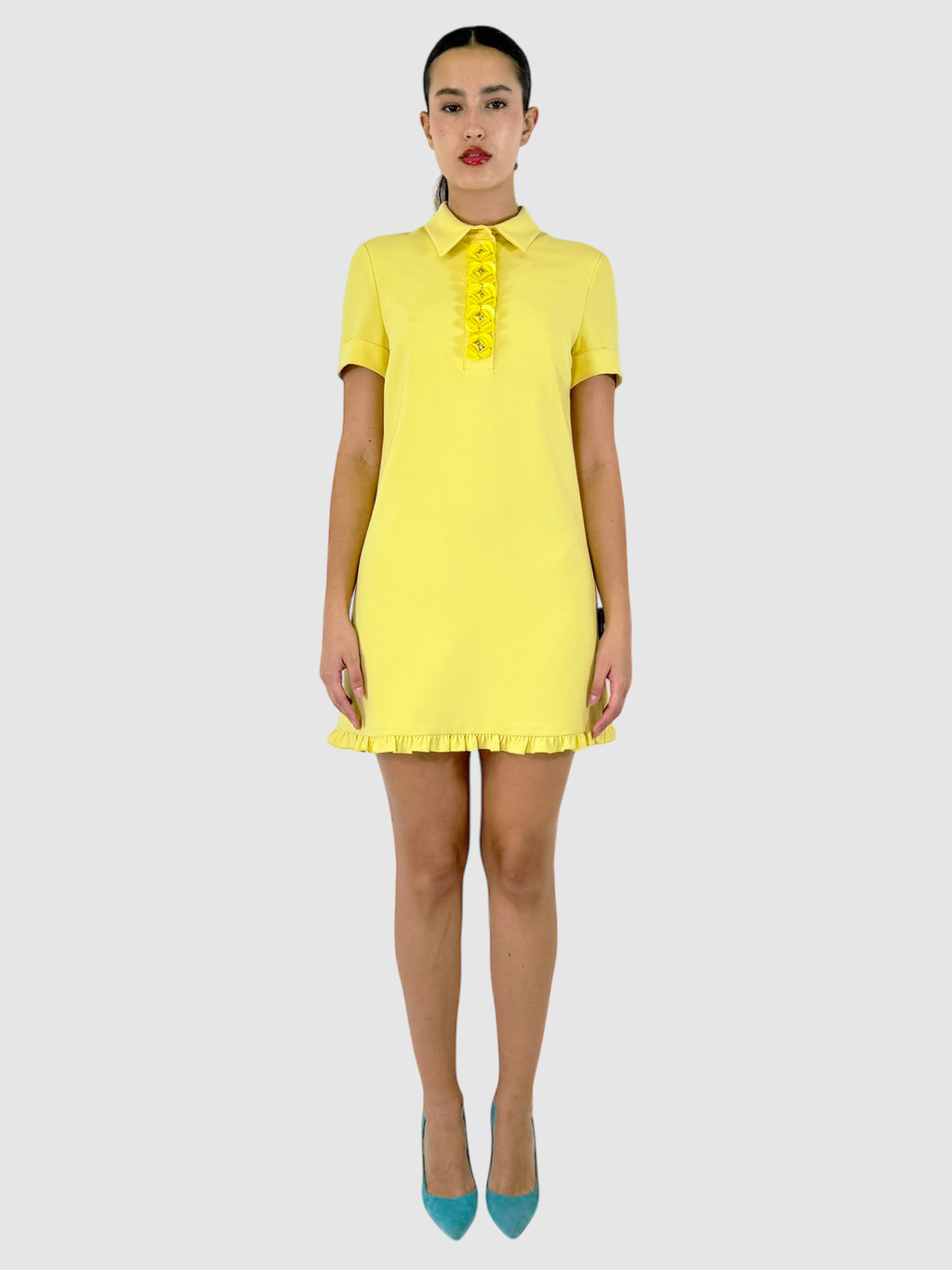 Floral Applique Mini Polo Dress - Size 8