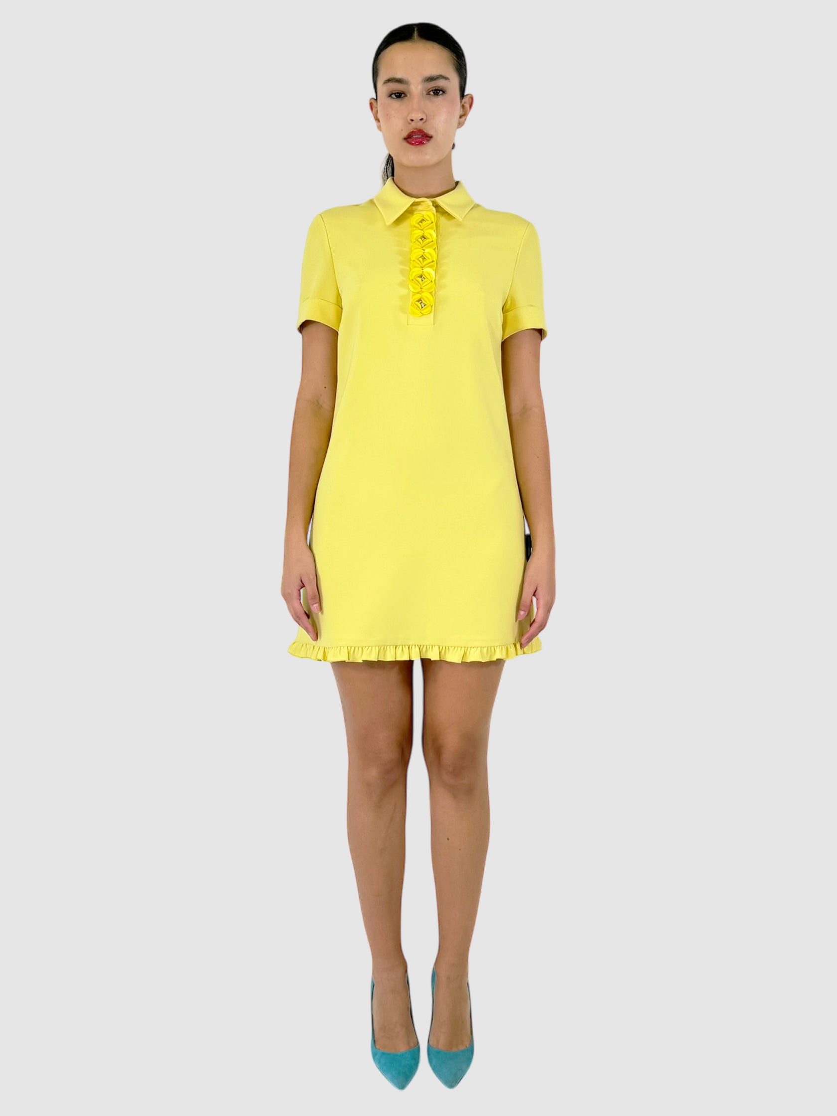 Floral Applique Mini Polo Dress - Size 8