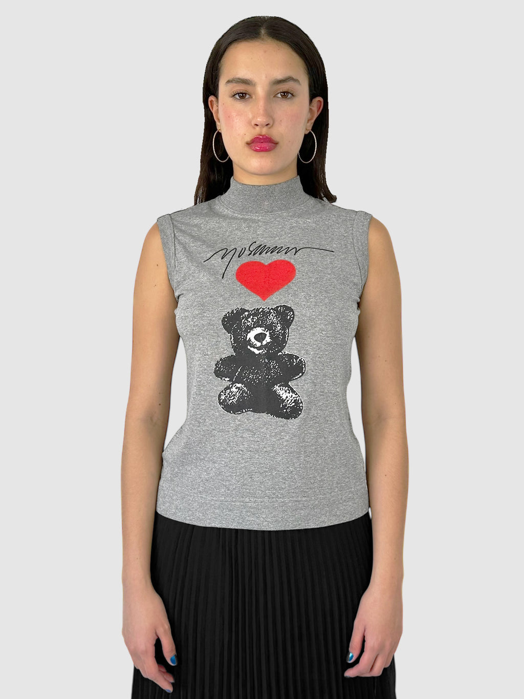 Teddy Bear Graphic Sleeveless Top - Size 42