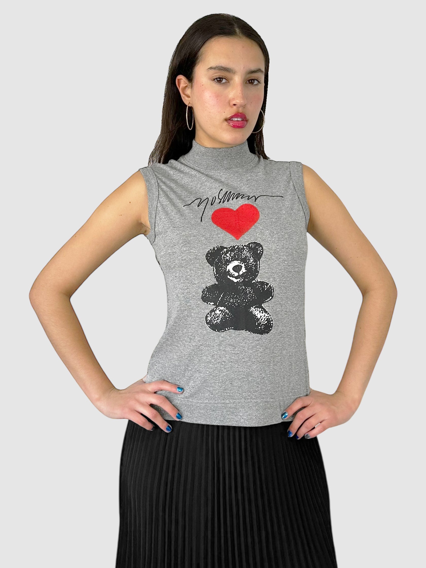 Teddy Bear Graphic Sleeveless Top - Size 42