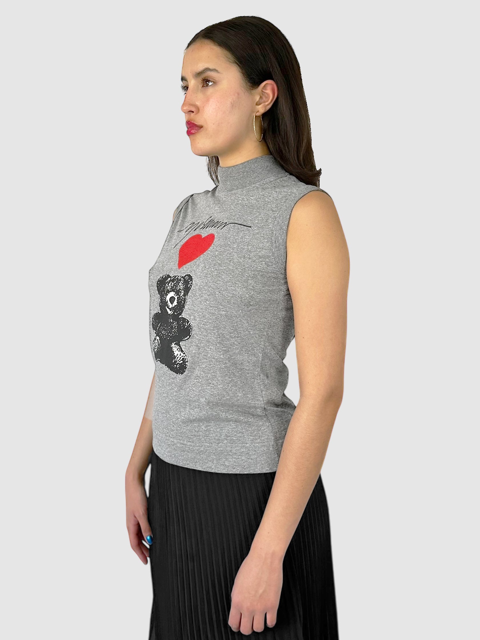 Teddy Bear Graphic Sleeveless Top - Size 42