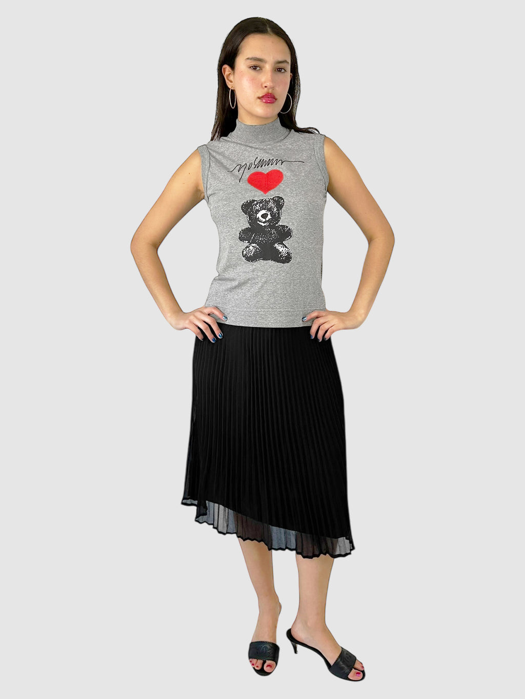 Teddy Bear Graphic Sleeveless Top - Size 42