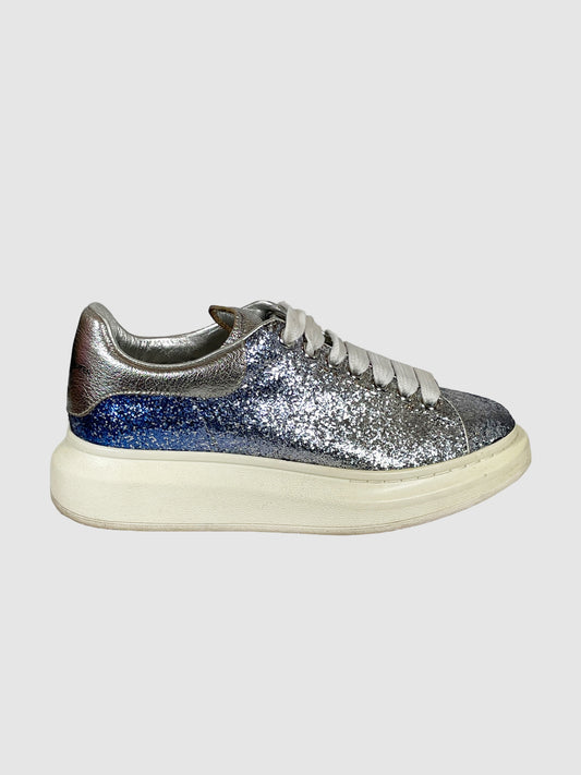 Alexander McQueen Ombre Glittered Leather Low Top Sneakers - Size 37