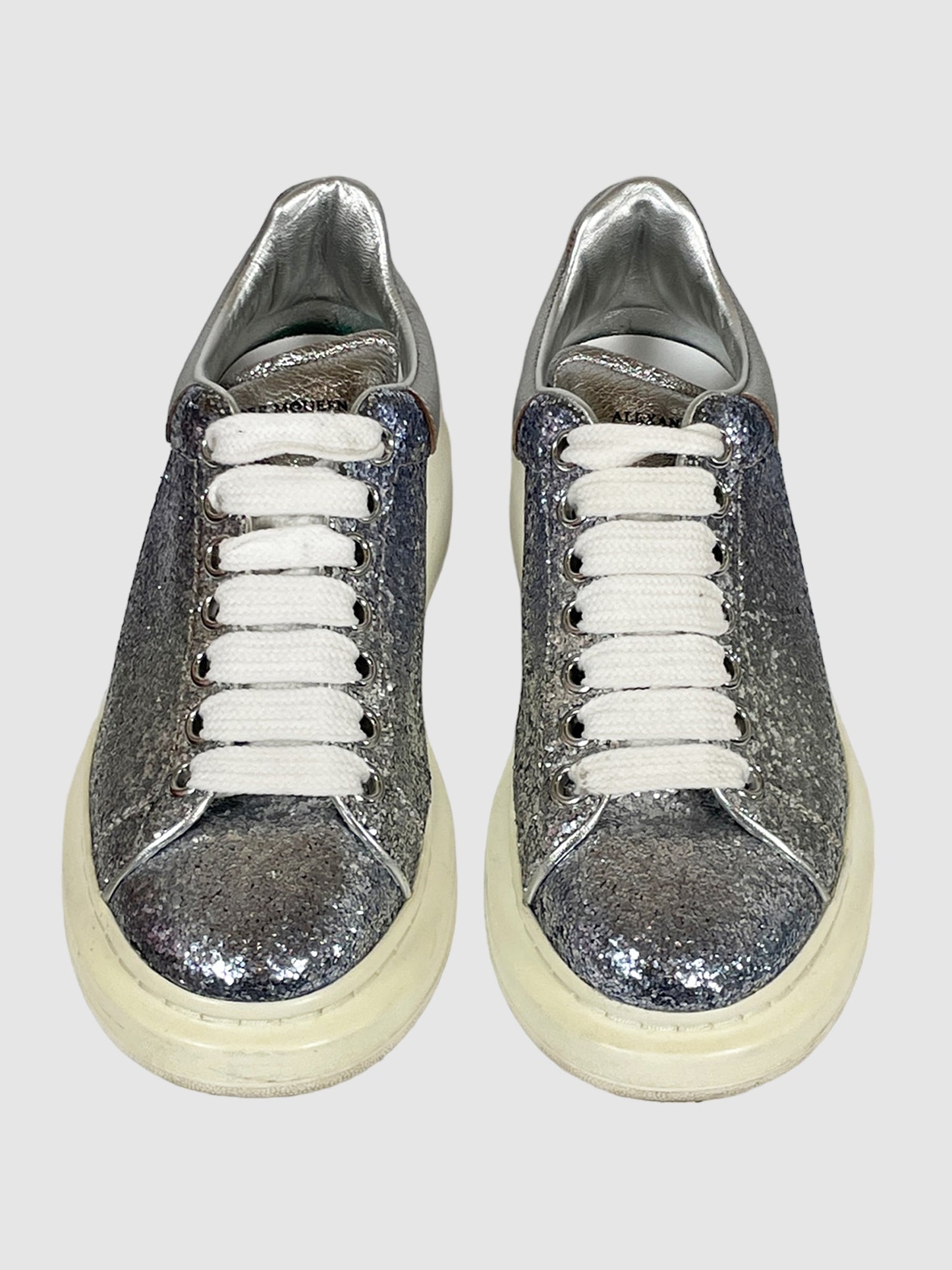 Alexander McQueen Ombre Glittered Leather Low Top Sneakers - Size 37