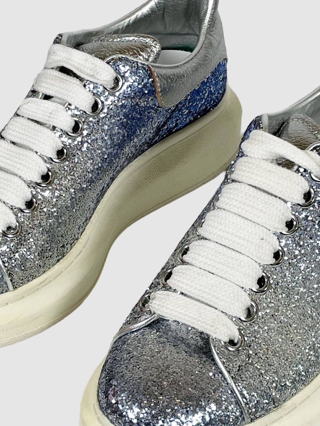 Alexander McQueen Ombre Glittered Leather Low Top Sneakers - Size 37