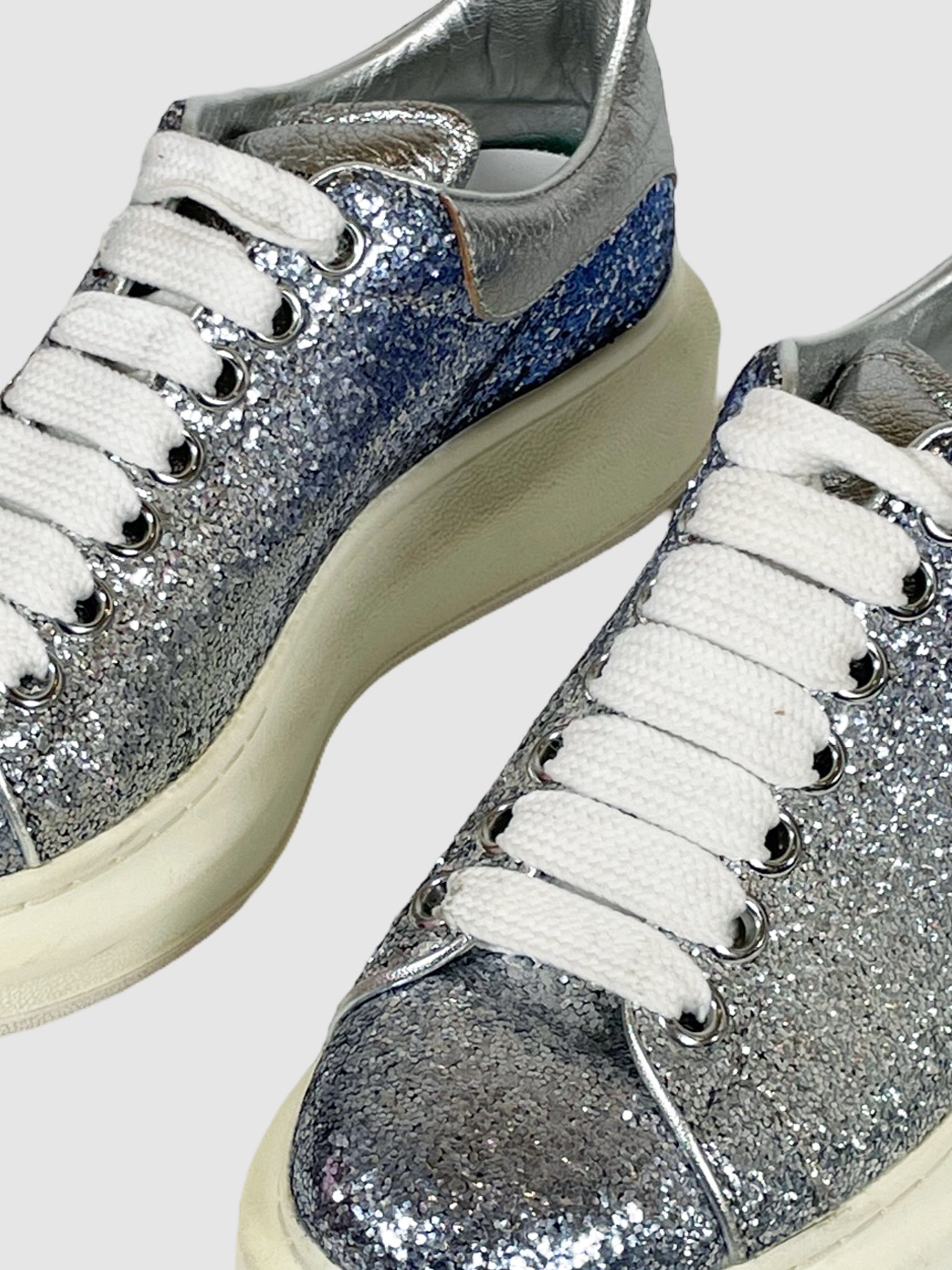 Alexander McQueen Ombre Glittered Leather Low Top Sneakers - Size 37