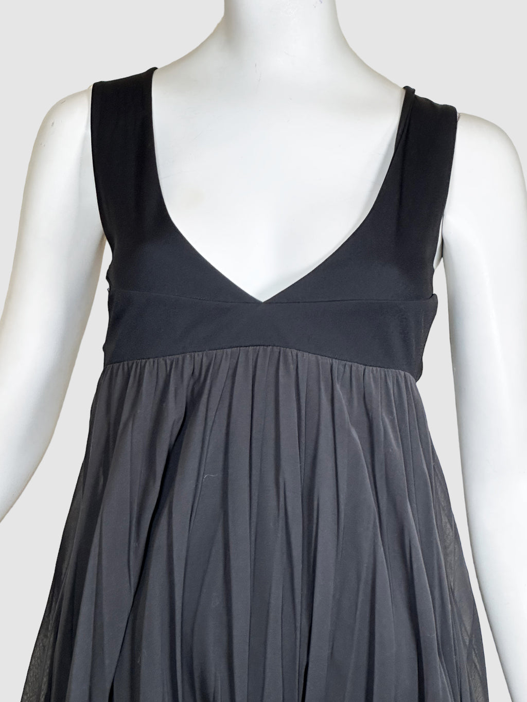 Pleated V-Neck Dress - Size 42