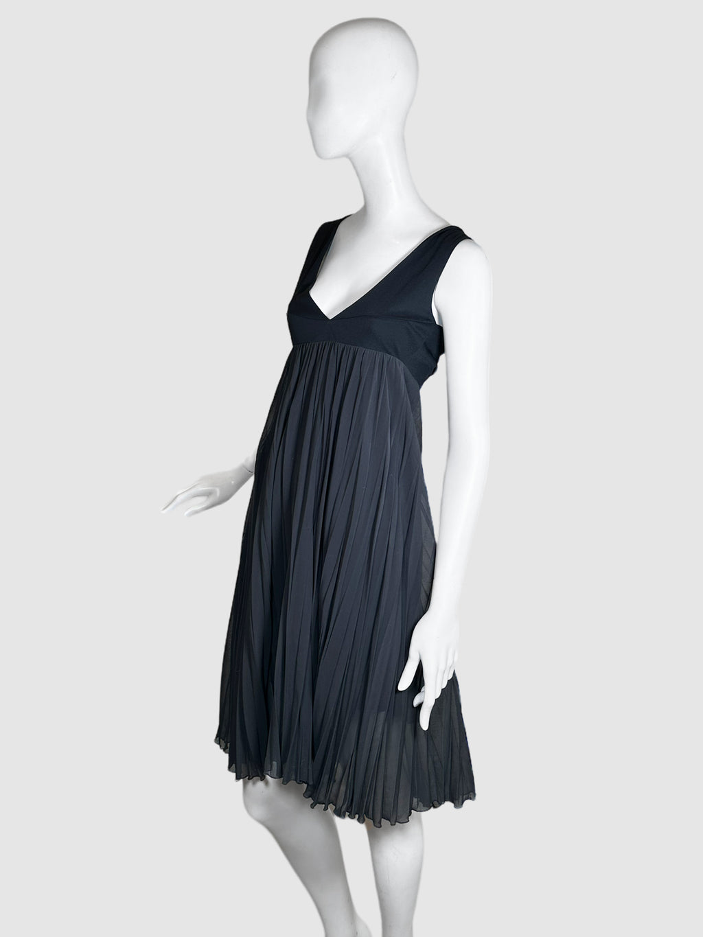 Pleated V-Neck Dress - Size 42