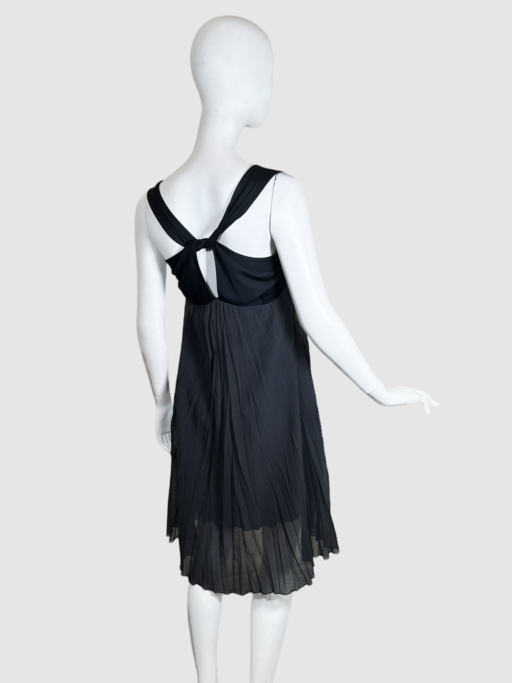 Pleated V-Neck Dress - Size 42