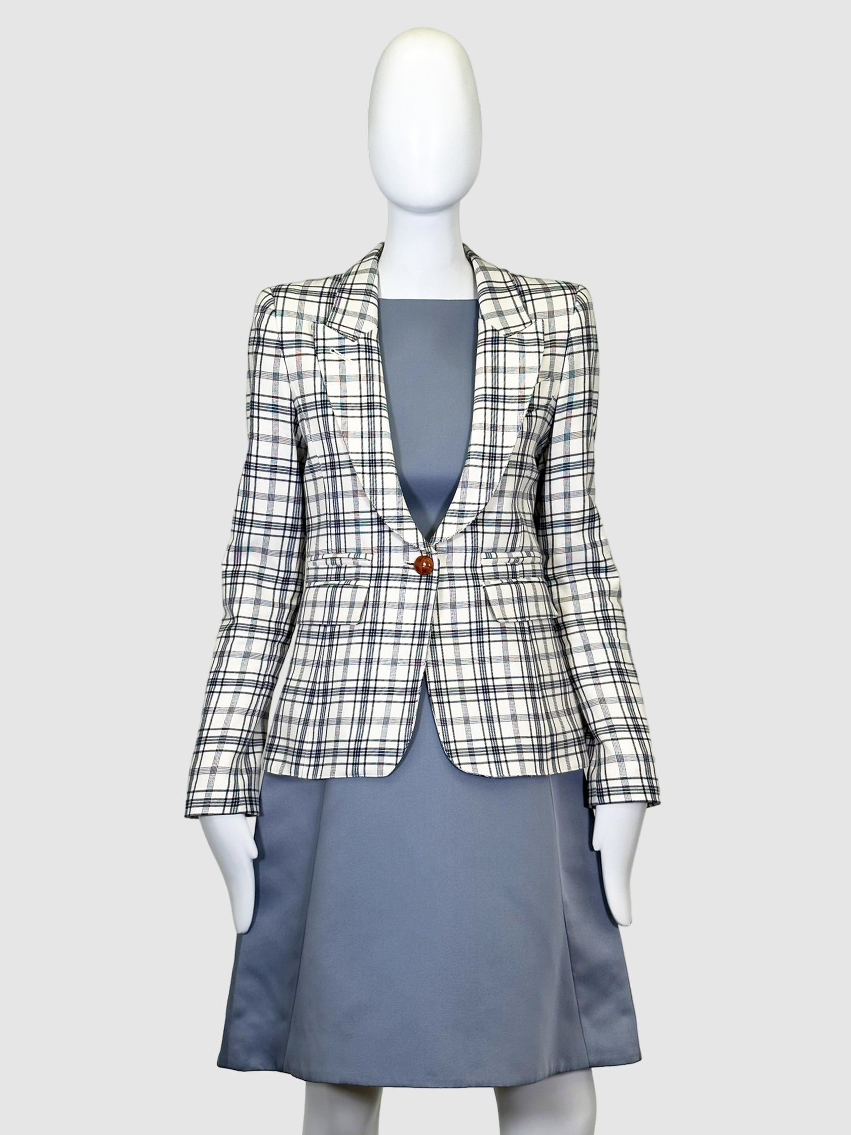 Smythe Plaid Single-breasted Blazer - Size 8