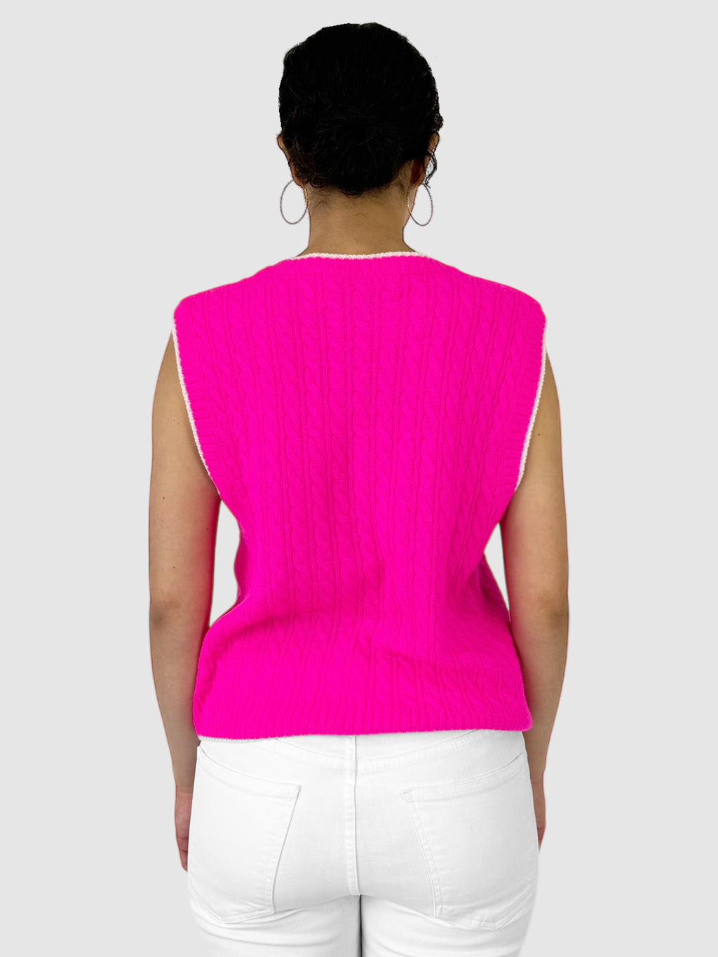 Cable Knit V-Neck Sweater Vest - Size L