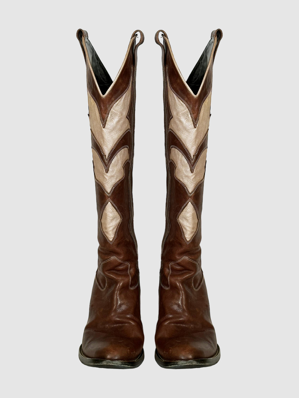 Leather Printed Western Boots - Size 37