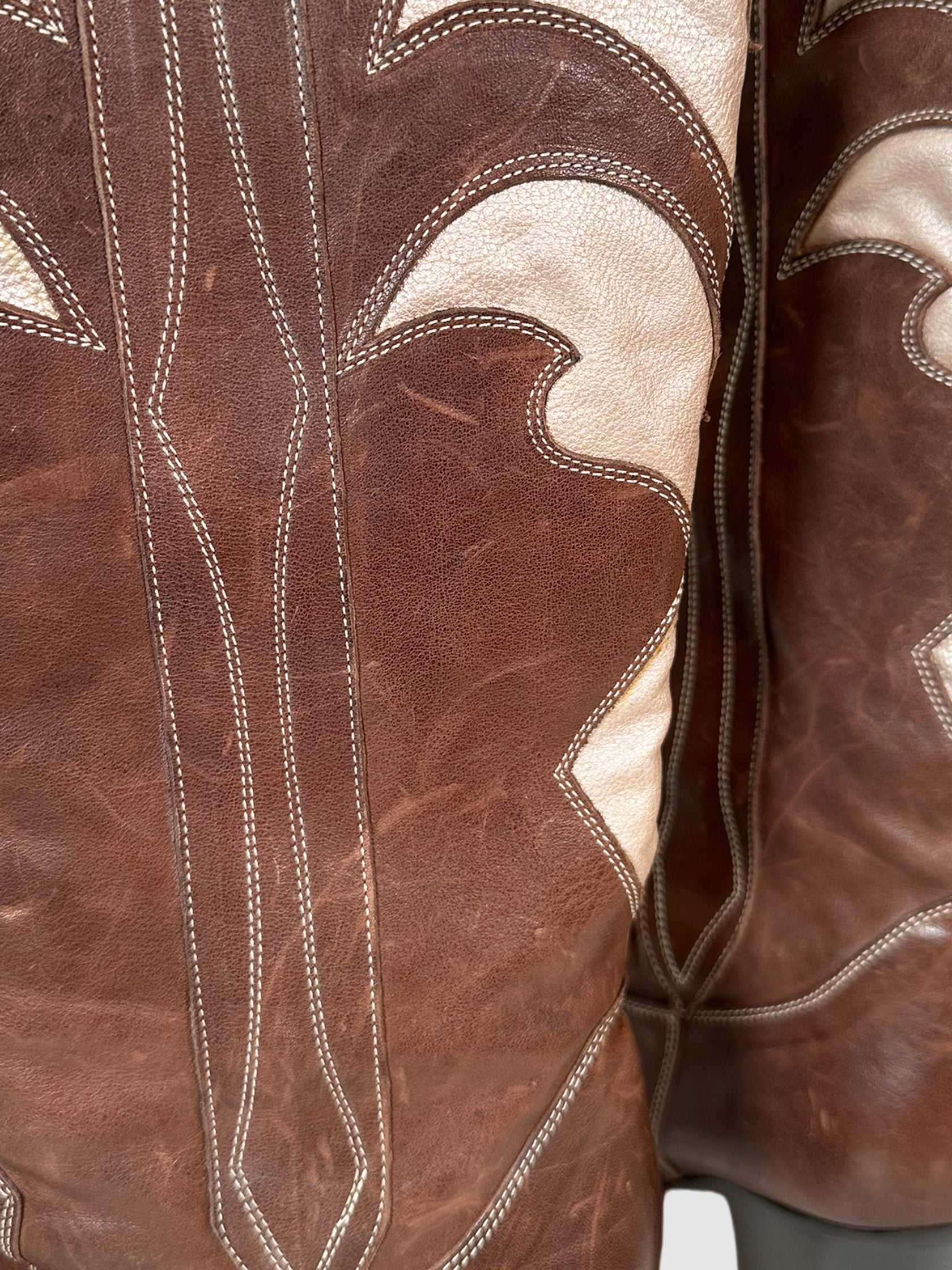 Leather Printed Western Boots - Size 37