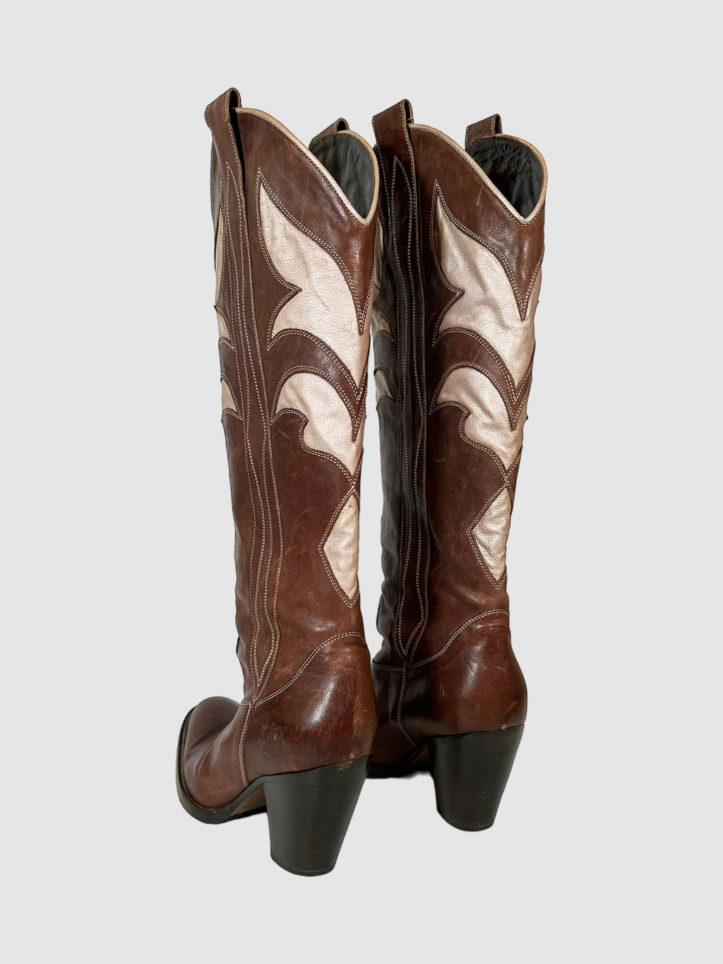 Leather Printed Western Boots - Size 37