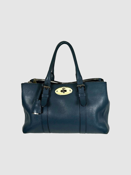 Mulberry Navy Blue Double Zipped Bays Water Bag Consignment Secondhand Designer Luxury Resale Toronto Trendy