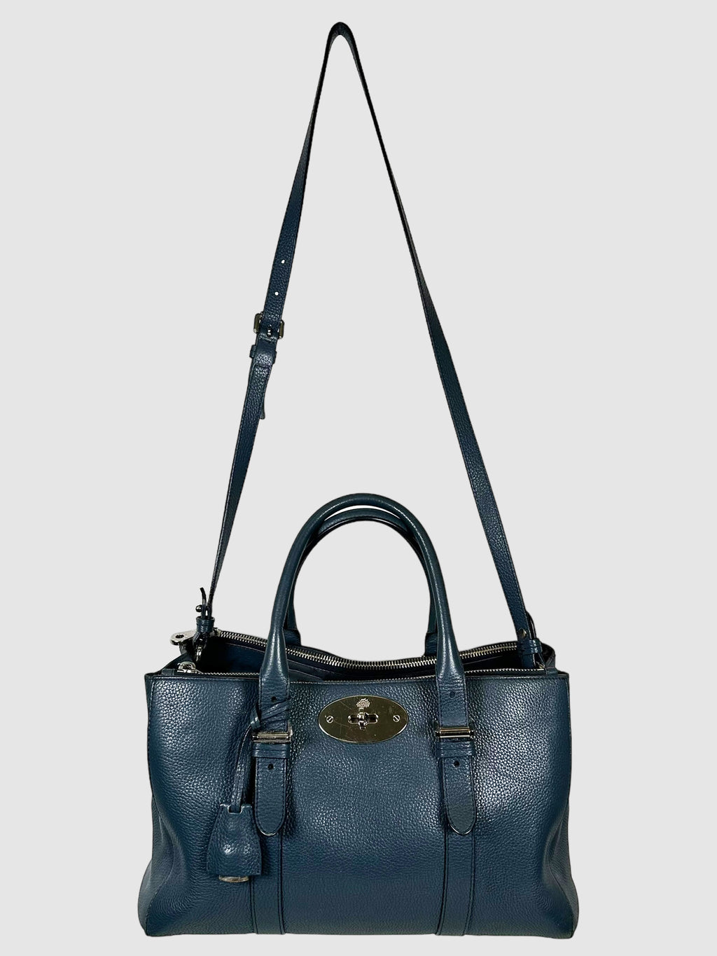 Mulberry Navy Blue Double Zipped Bays Water Bag Consignment Secondhand Designer Luxury Resale Toronto Trendy