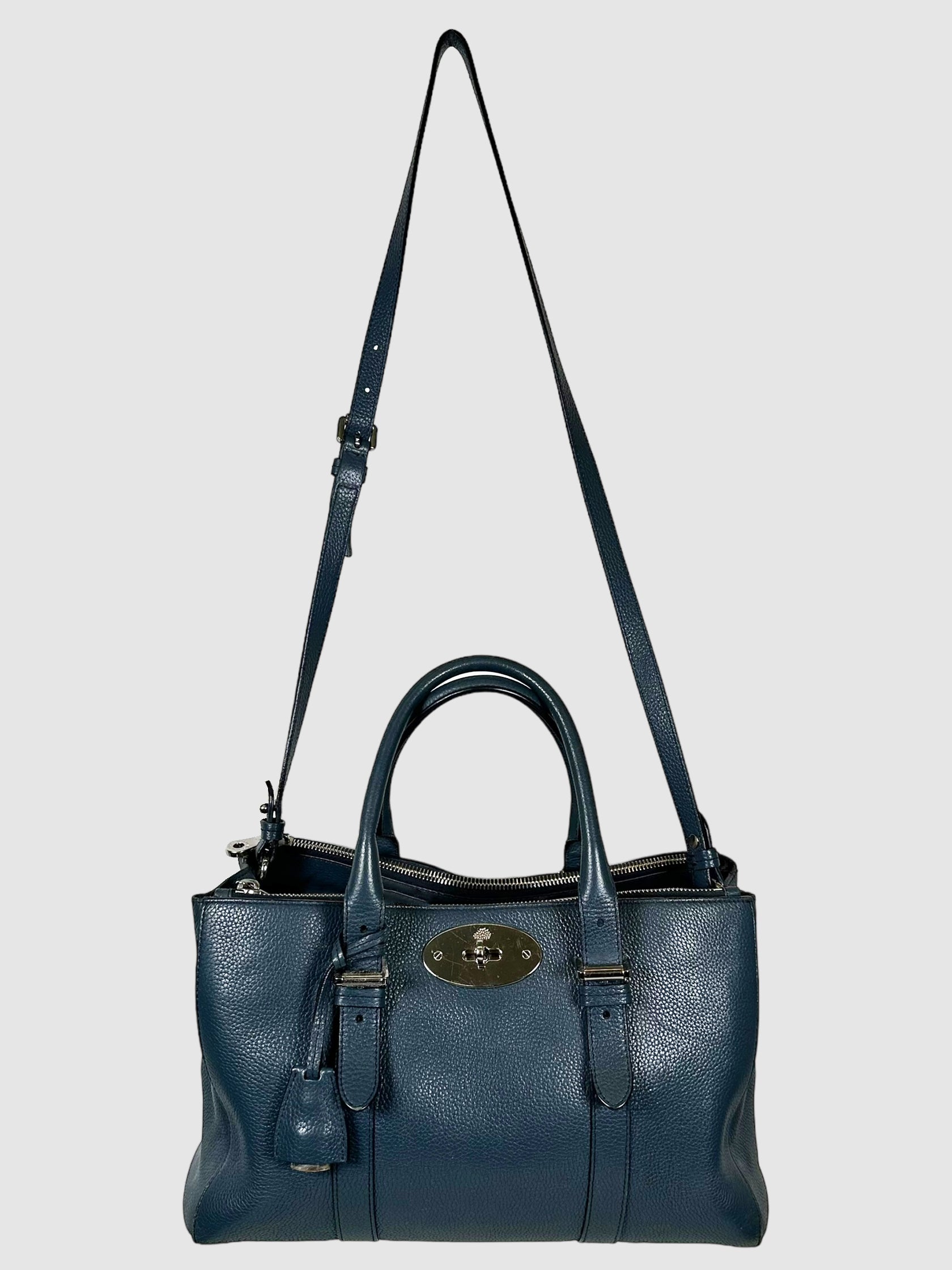 Mulberry Navy Blue Double Zipped Bays Water Bag Consignment Secondhand Designer Luxury Resale Toronto Trendy