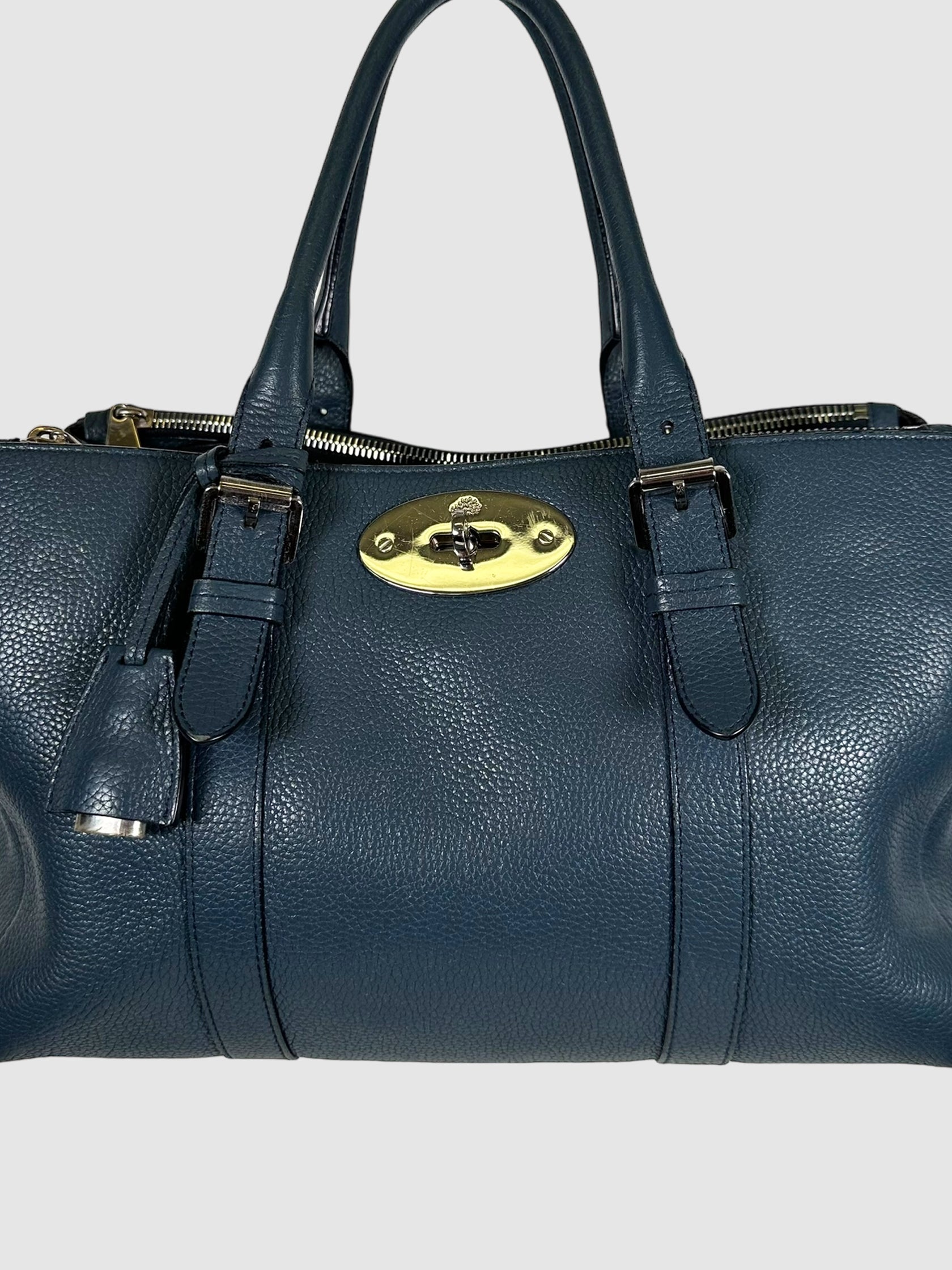 Mulberry Navy Blue Double Zipped Bays Water Bag Consignment Secondhand Designer Luxury Resale Toronto Trendy