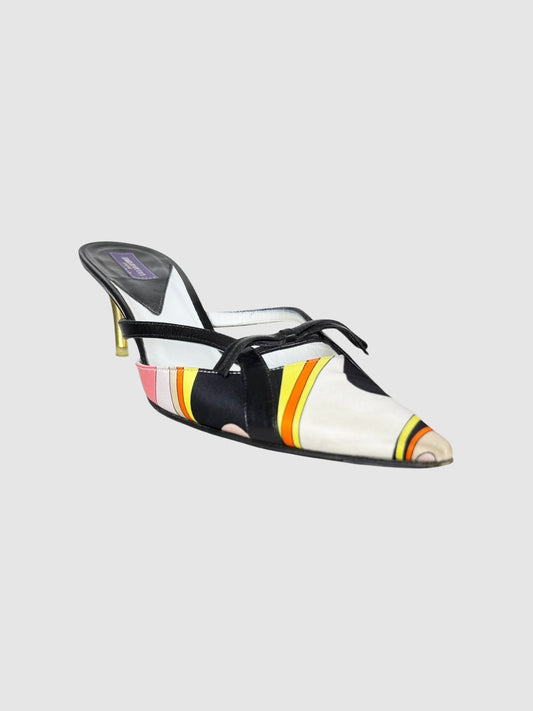 Printed Kitten Heel Mules