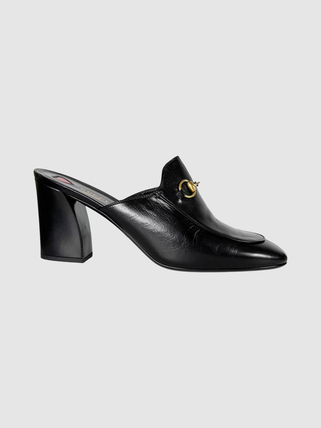 Gucci Black Leather Horsebit Princetown Block Heel Mules, Size 42 Luxury Designer Resale Consignment Toronto Canada Secondhand