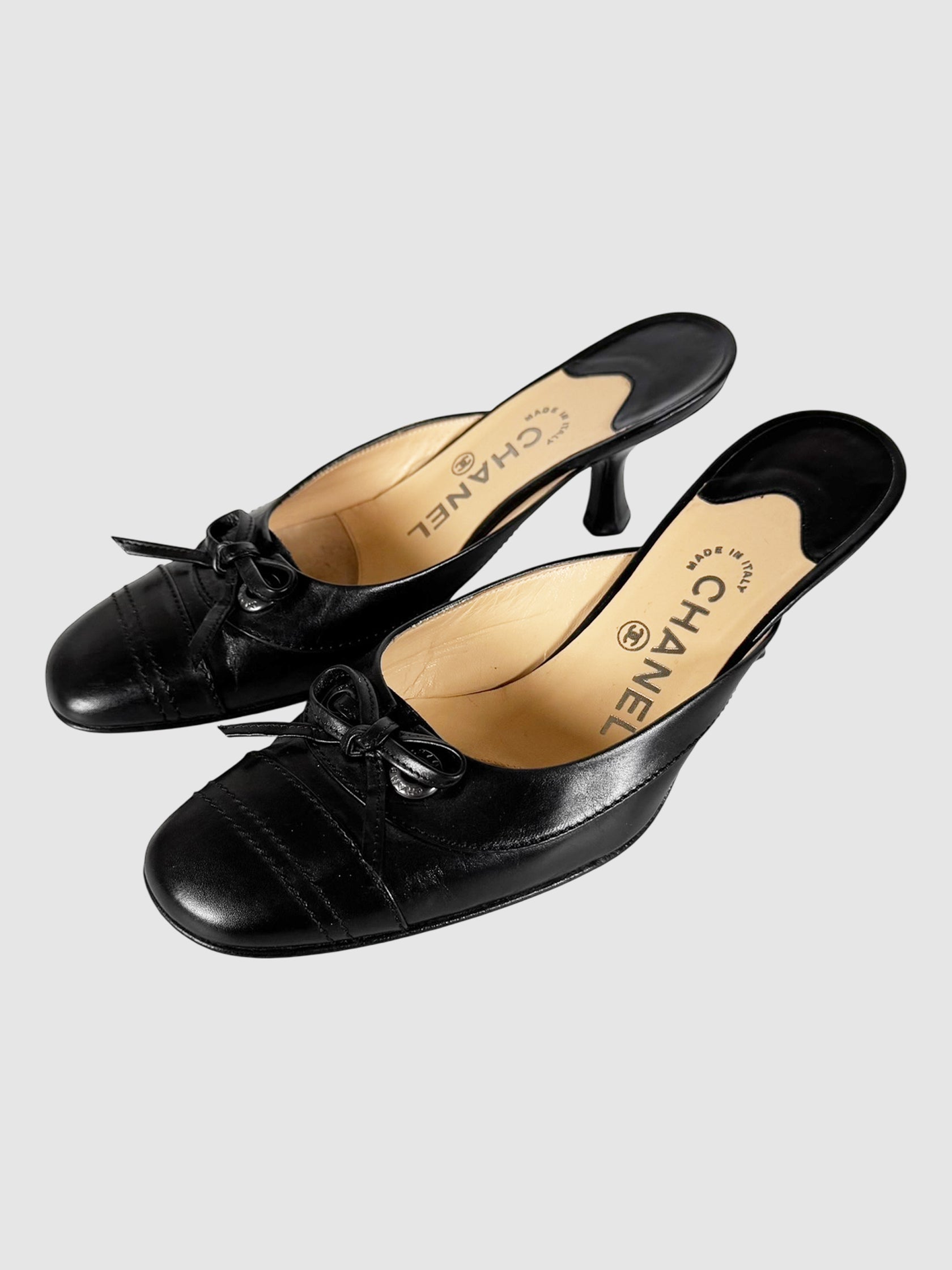 Leather Kitten Heel Mules