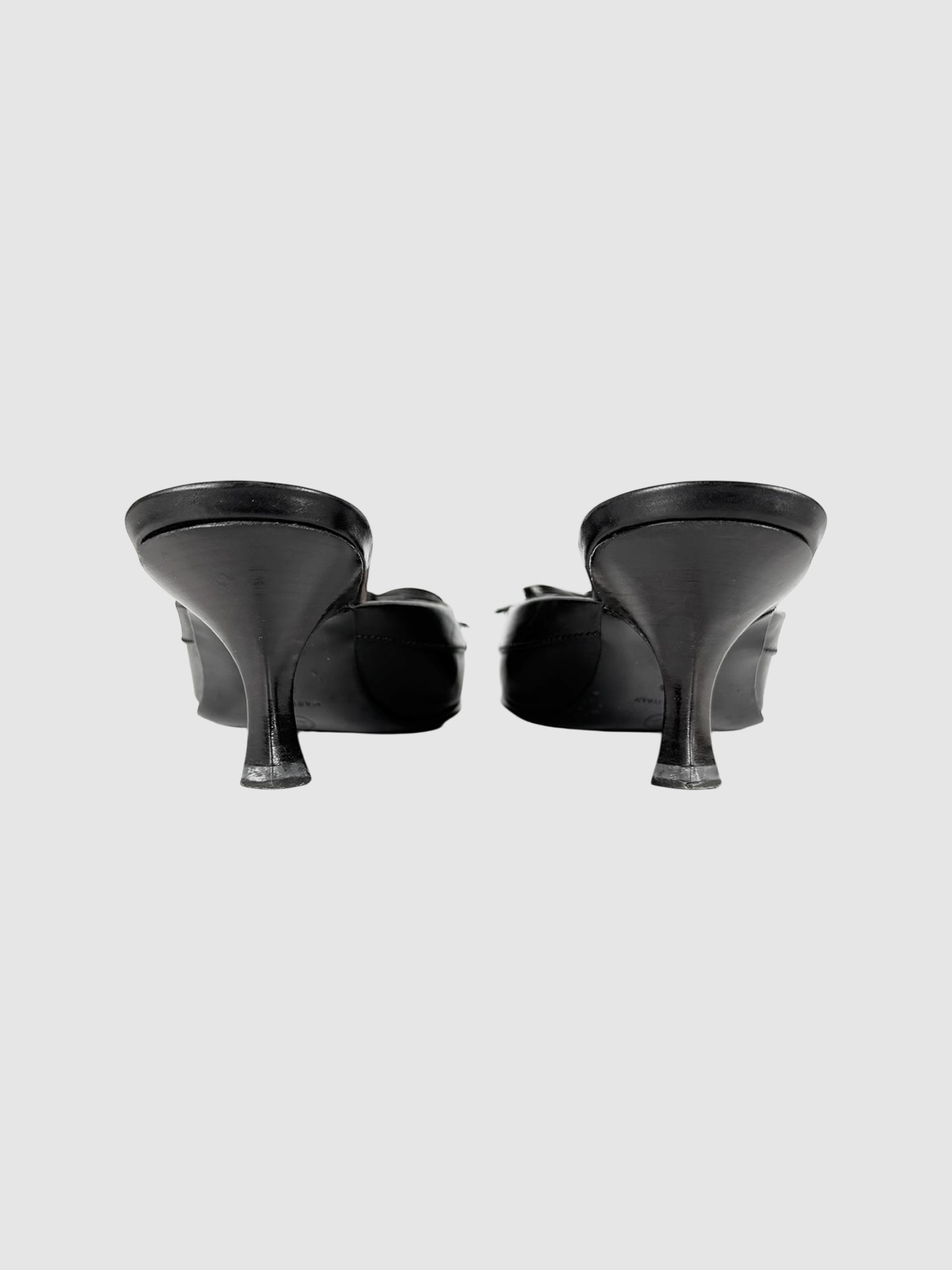 Leather Kitten Heel Mules