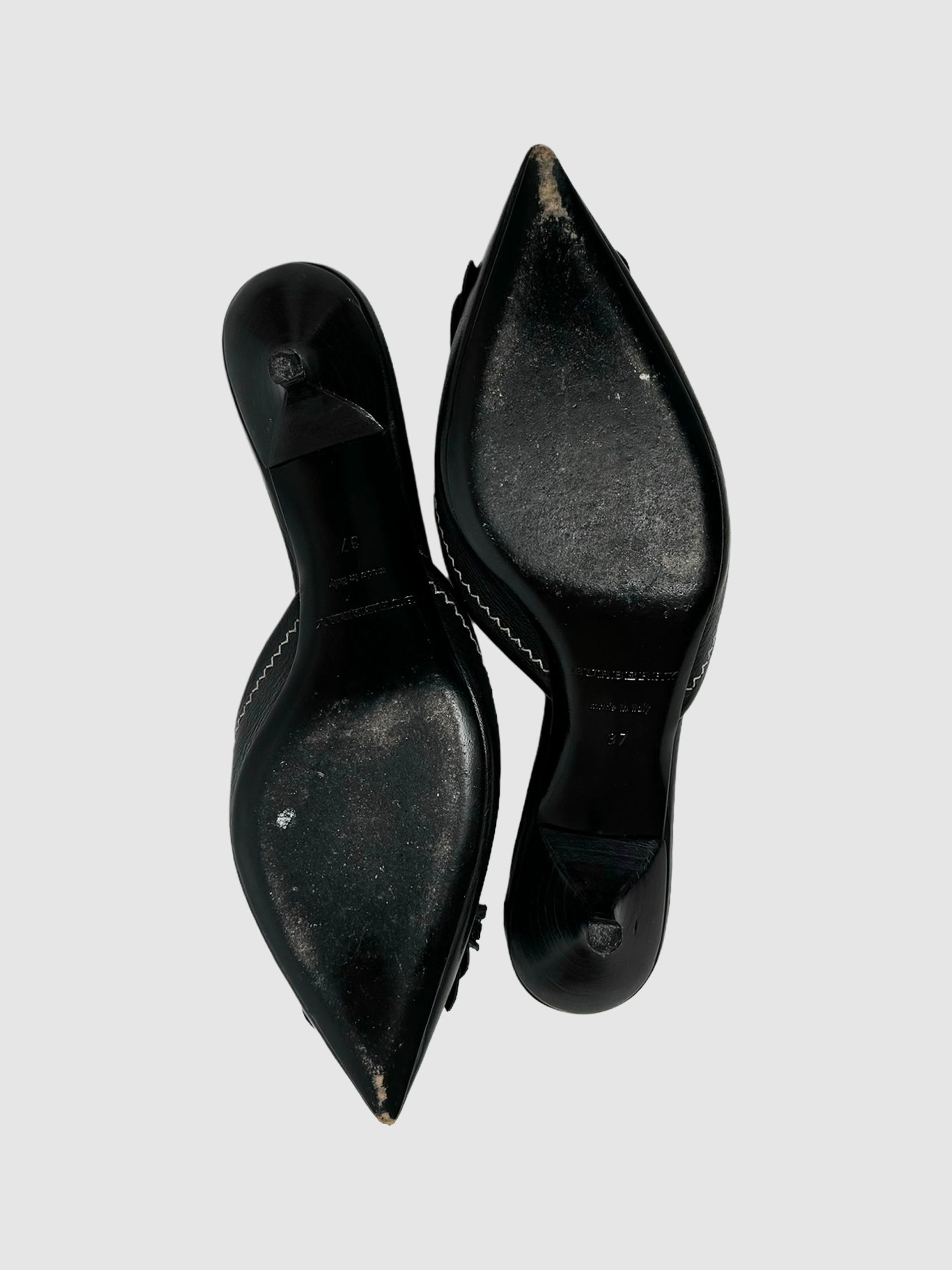 Leather Mules with Tassels - Size 37