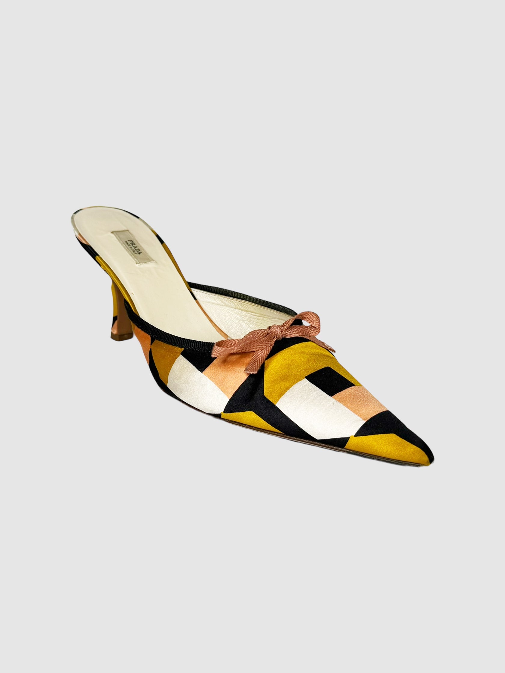 Satin Colourblock Pattern Mules - Size 37.5