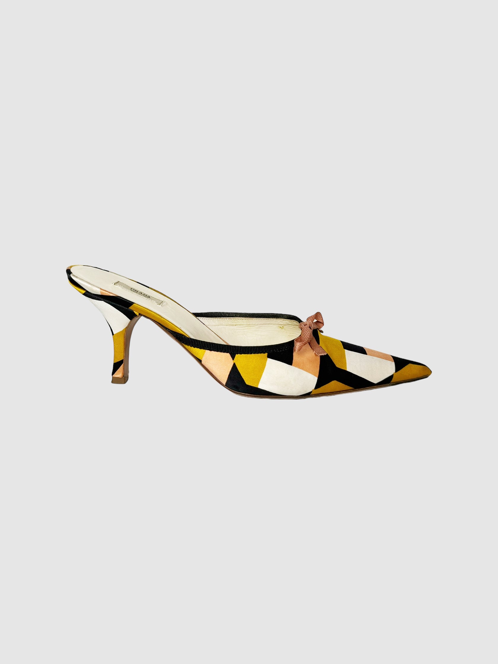 Satin Colourblock Pattern Mules - Size 37.5