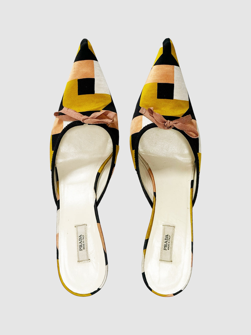 Satin Colourblock Pattern Mules - Size 37.5