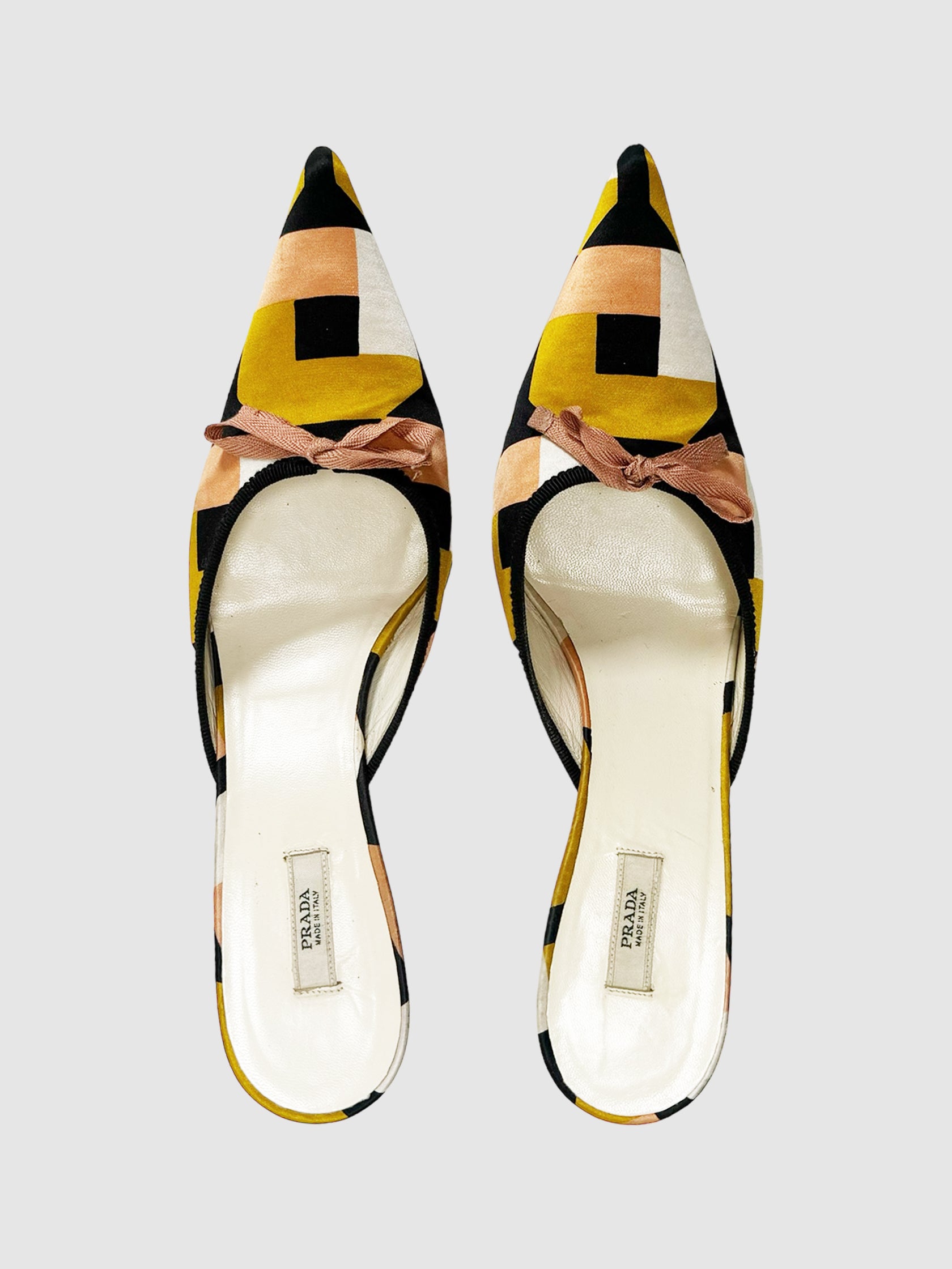 Satin Colourblock Pattern Mules - Size 37.5