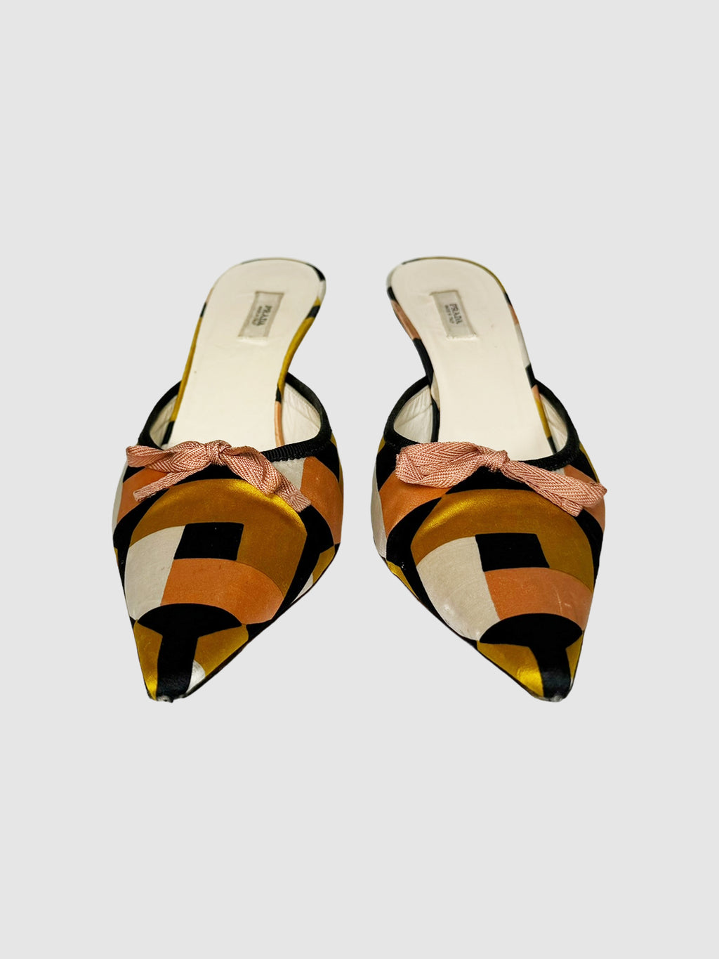 Satin Colourblock Pattern Mules - Size 37.5