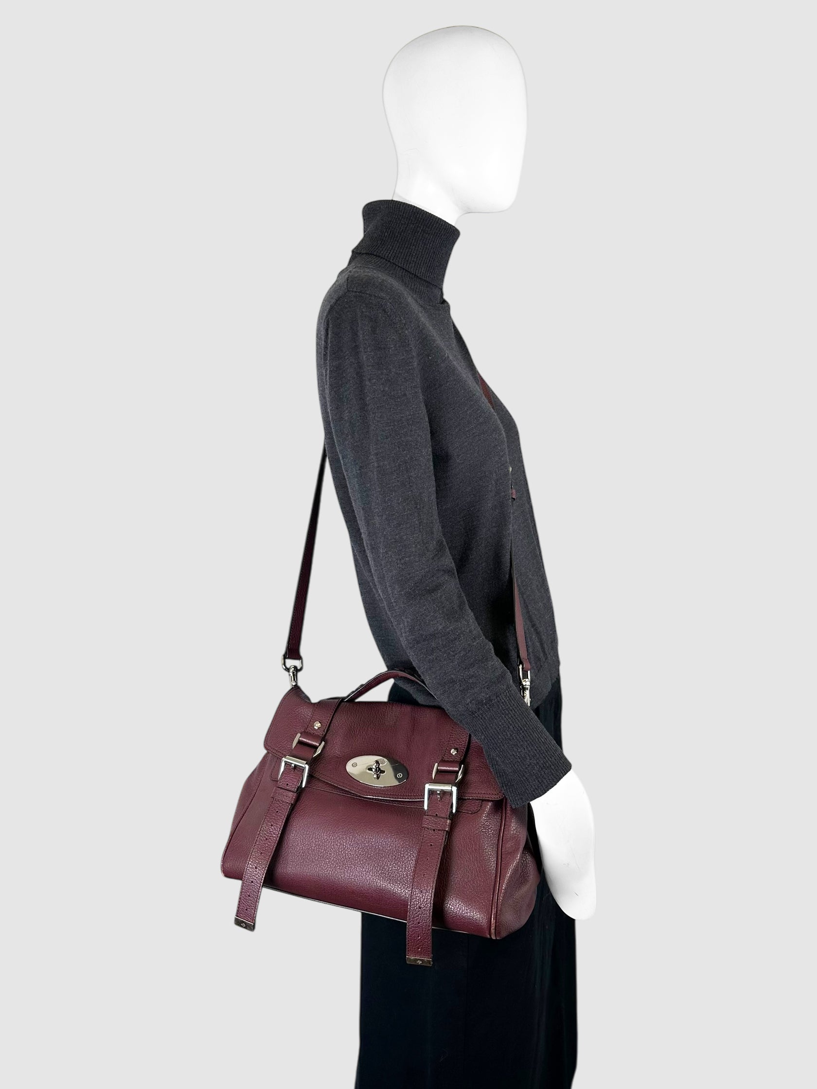 Mulberry Burgundy Leather Alexa Top Handle Satchel Luxury Designer Resale Consignment Toronto