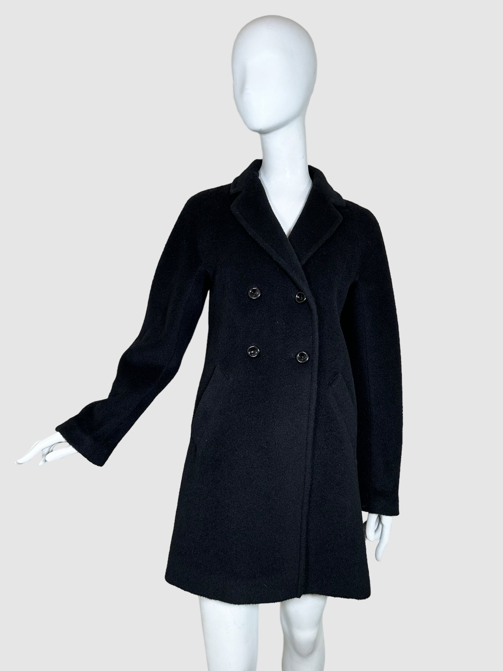 Double-Breasted Wool Coat - Size 42
