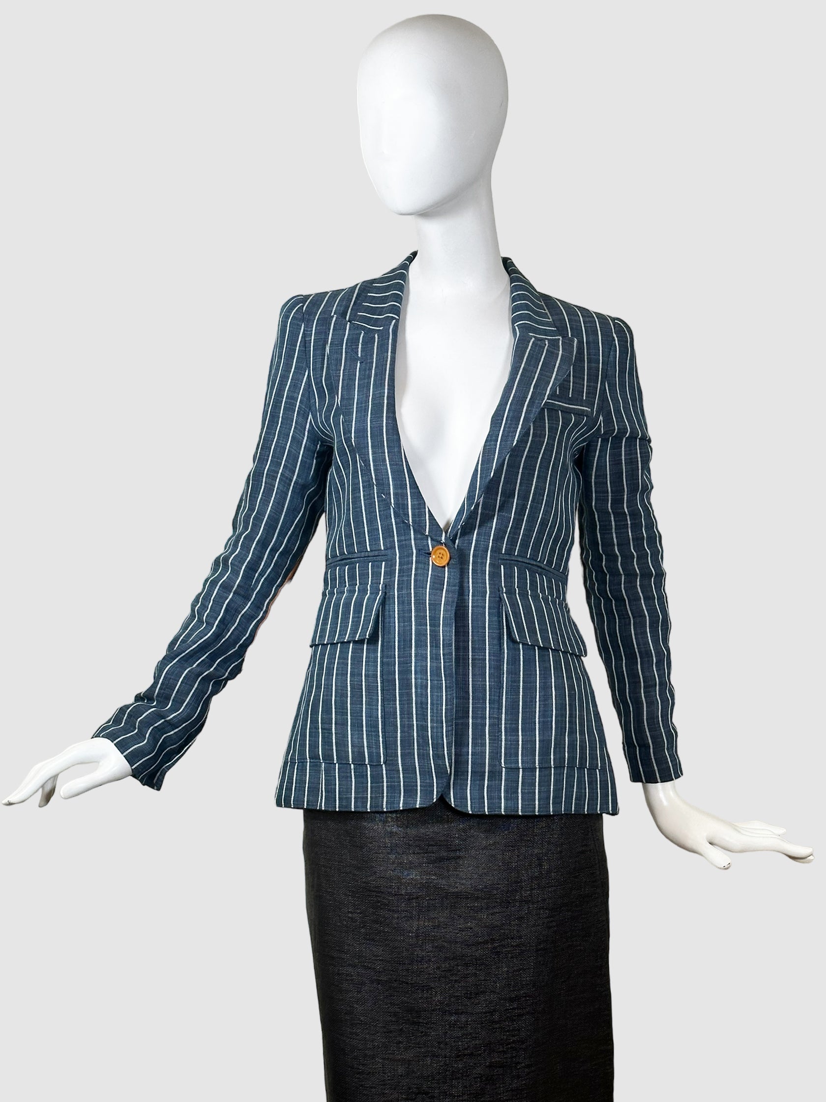 Smythe Striped Linen Blazer - Size 4