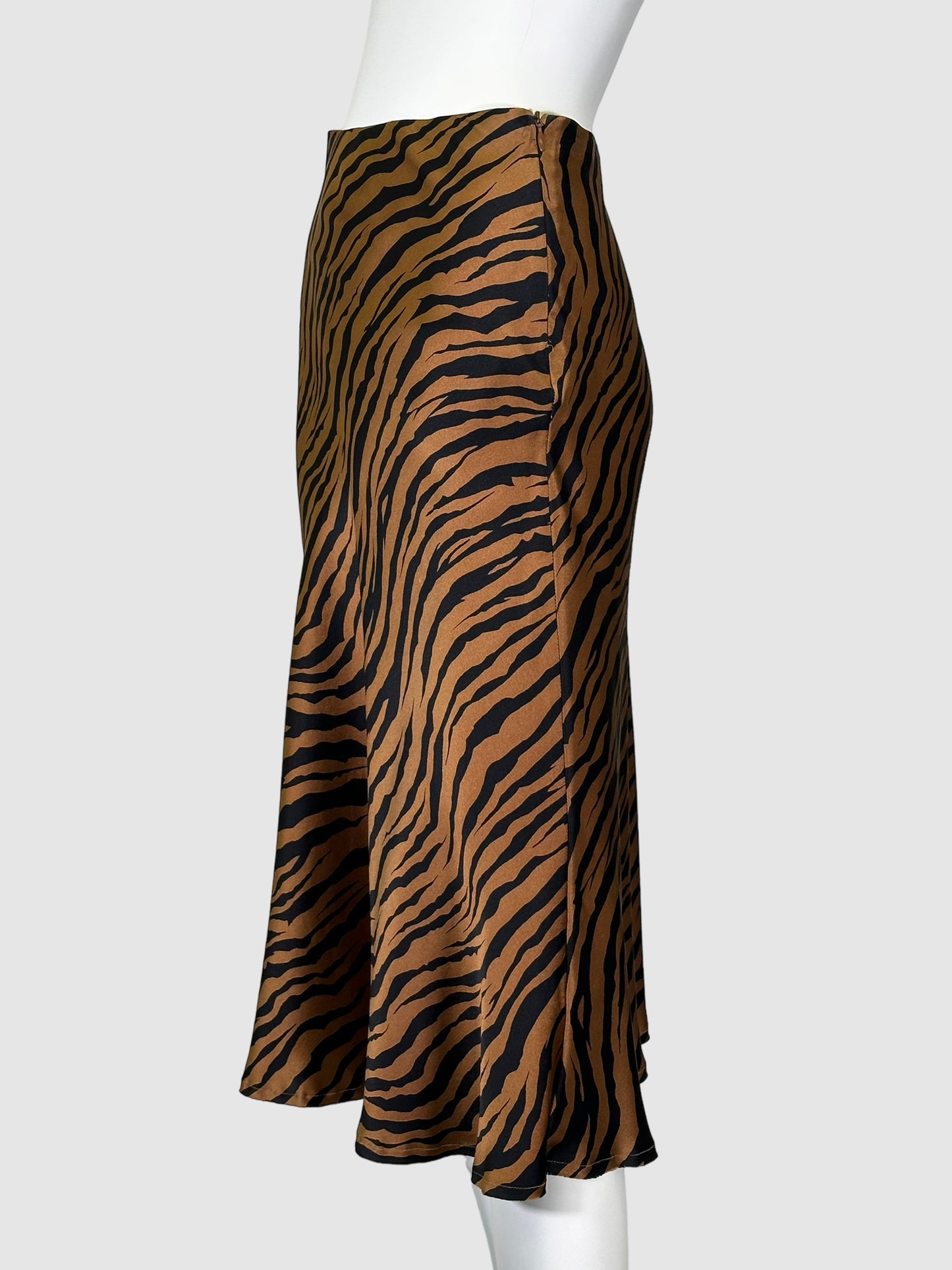 Nili Lotan Animal Print Satin Midi Skirt - Size 0