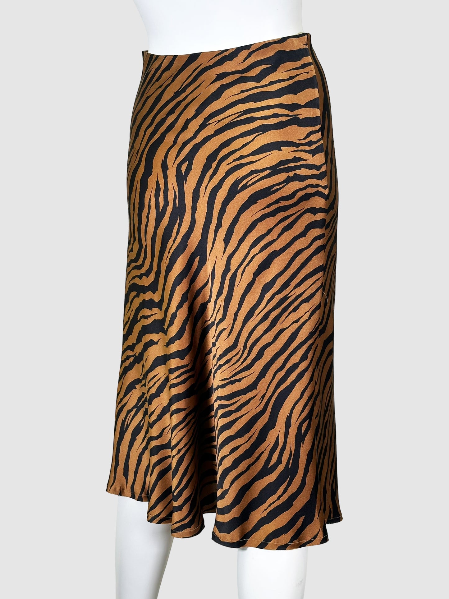 Nili Lotan Animal Print Satin Midi Skirt - Size 0