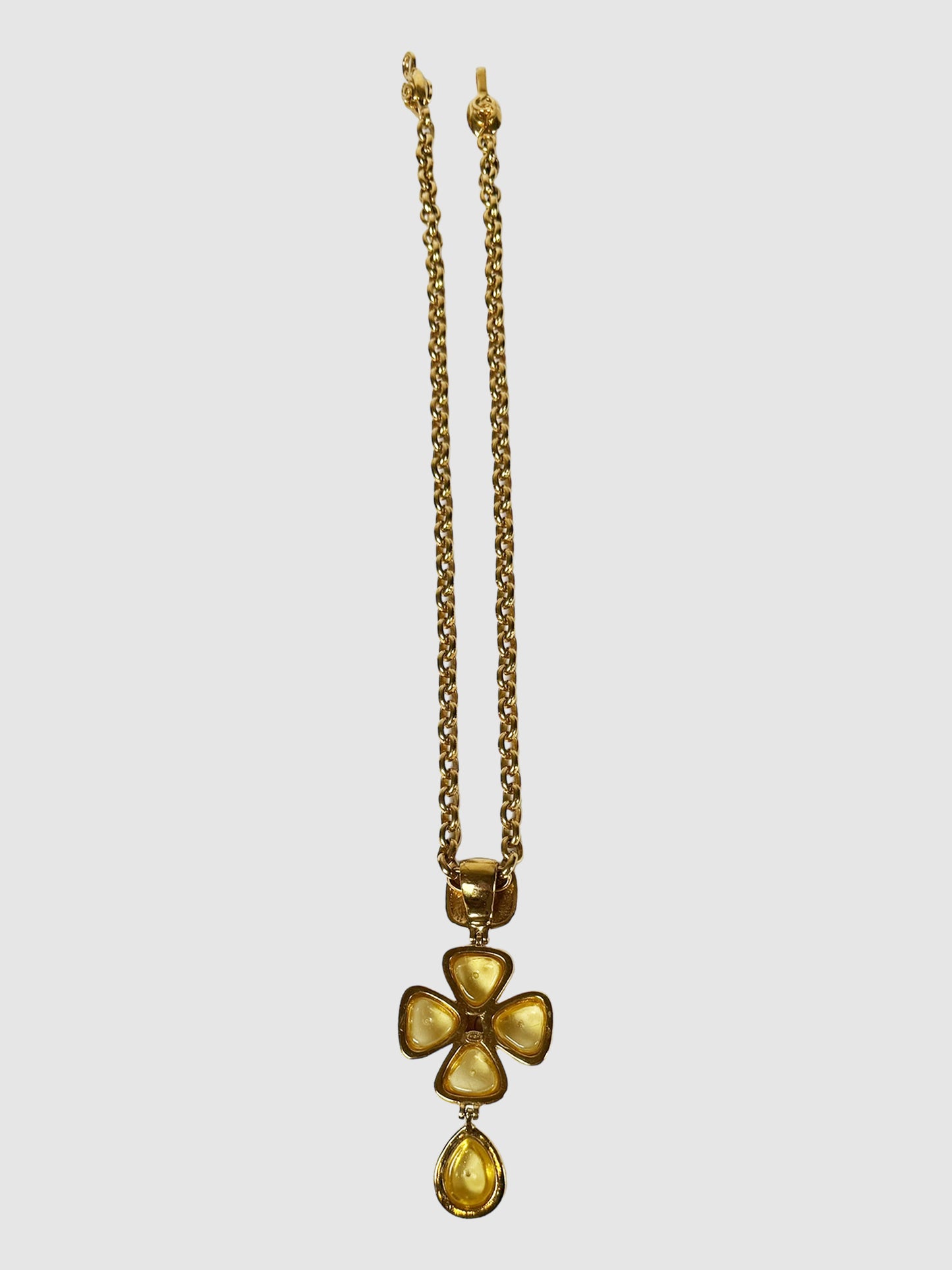 Chanel Vintage 1997 Gripoix Cross Pendant Chain Necklace Consignment Secondhand Designer Luxury Resale Toronto Trendy