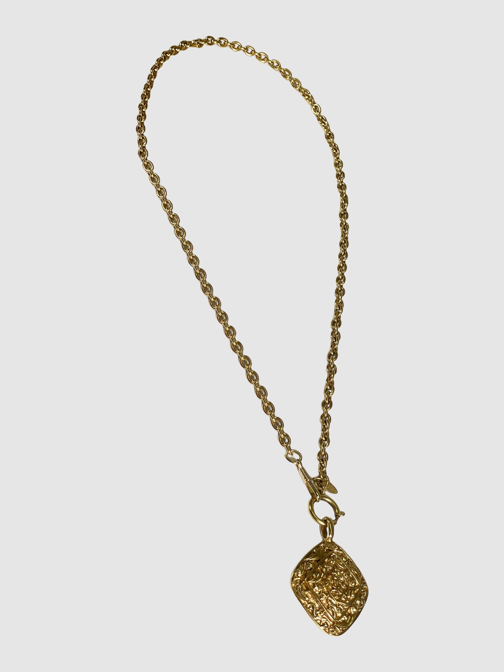 Vintage Diamond Shaped CC Pendant Necklace