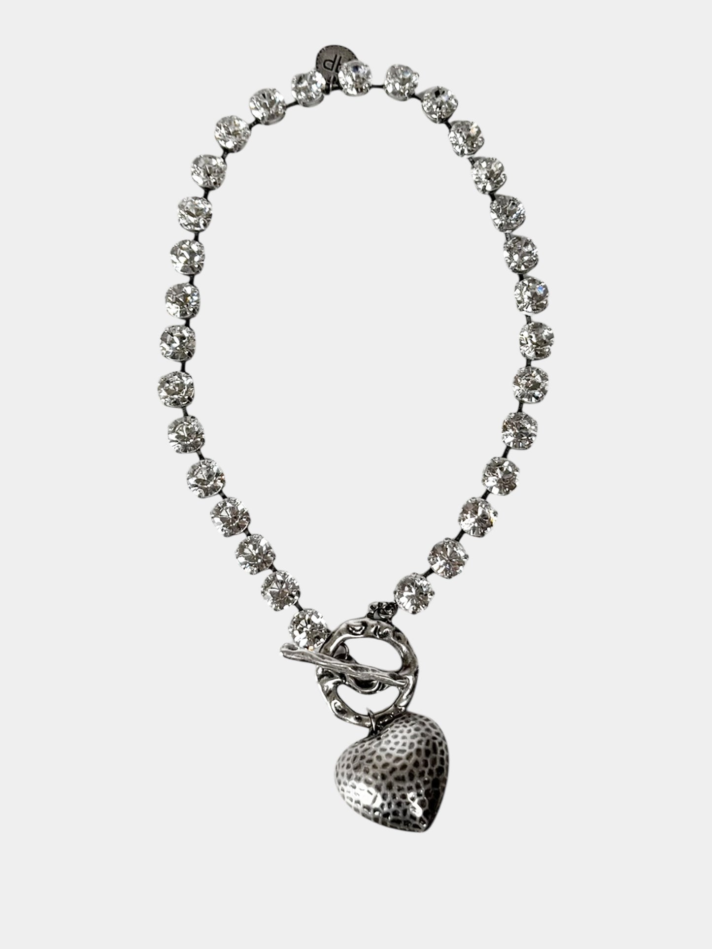 Heart Crystal Pewter Necklace