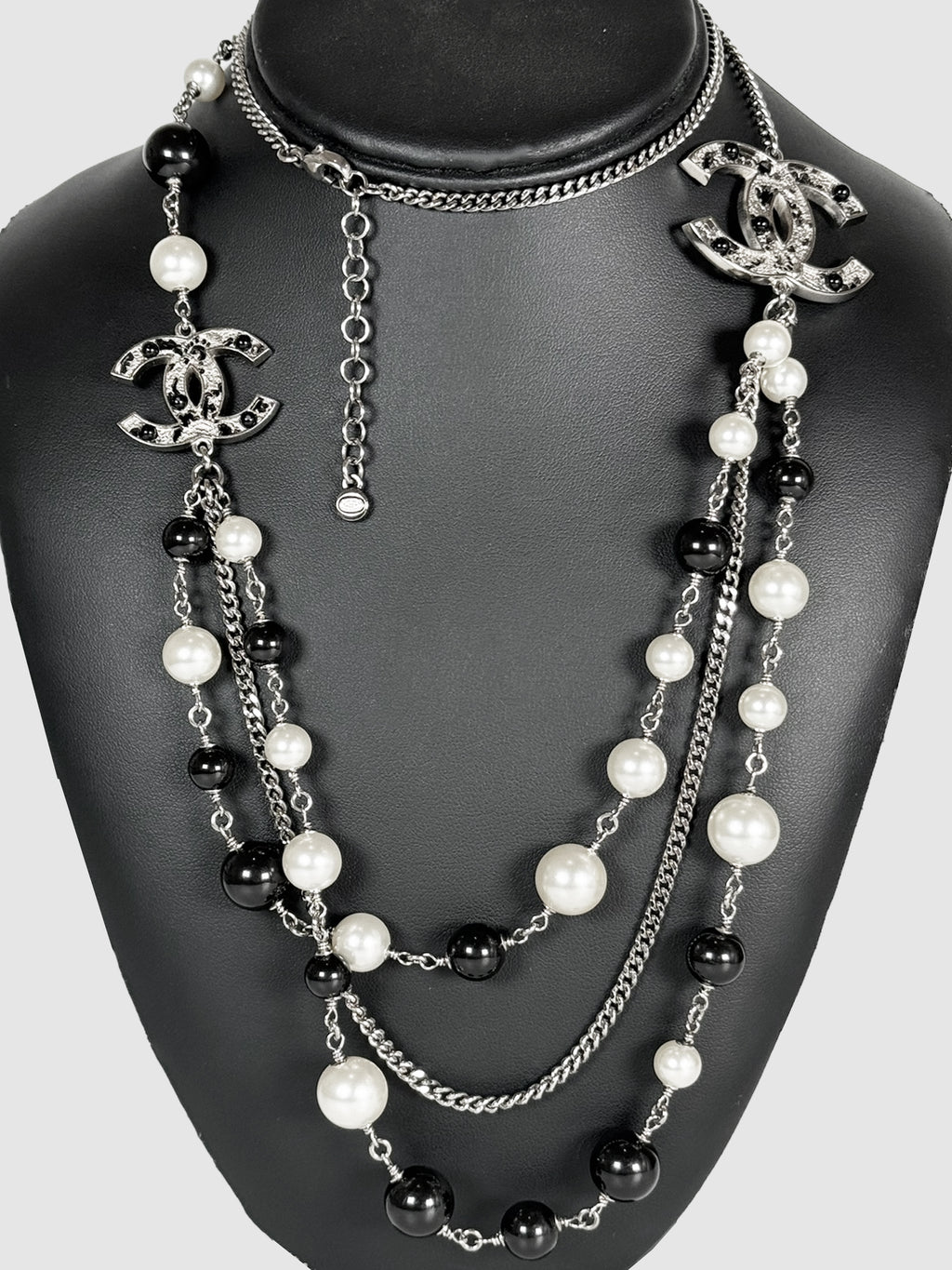 Beaded and CC Logo Long Necklace