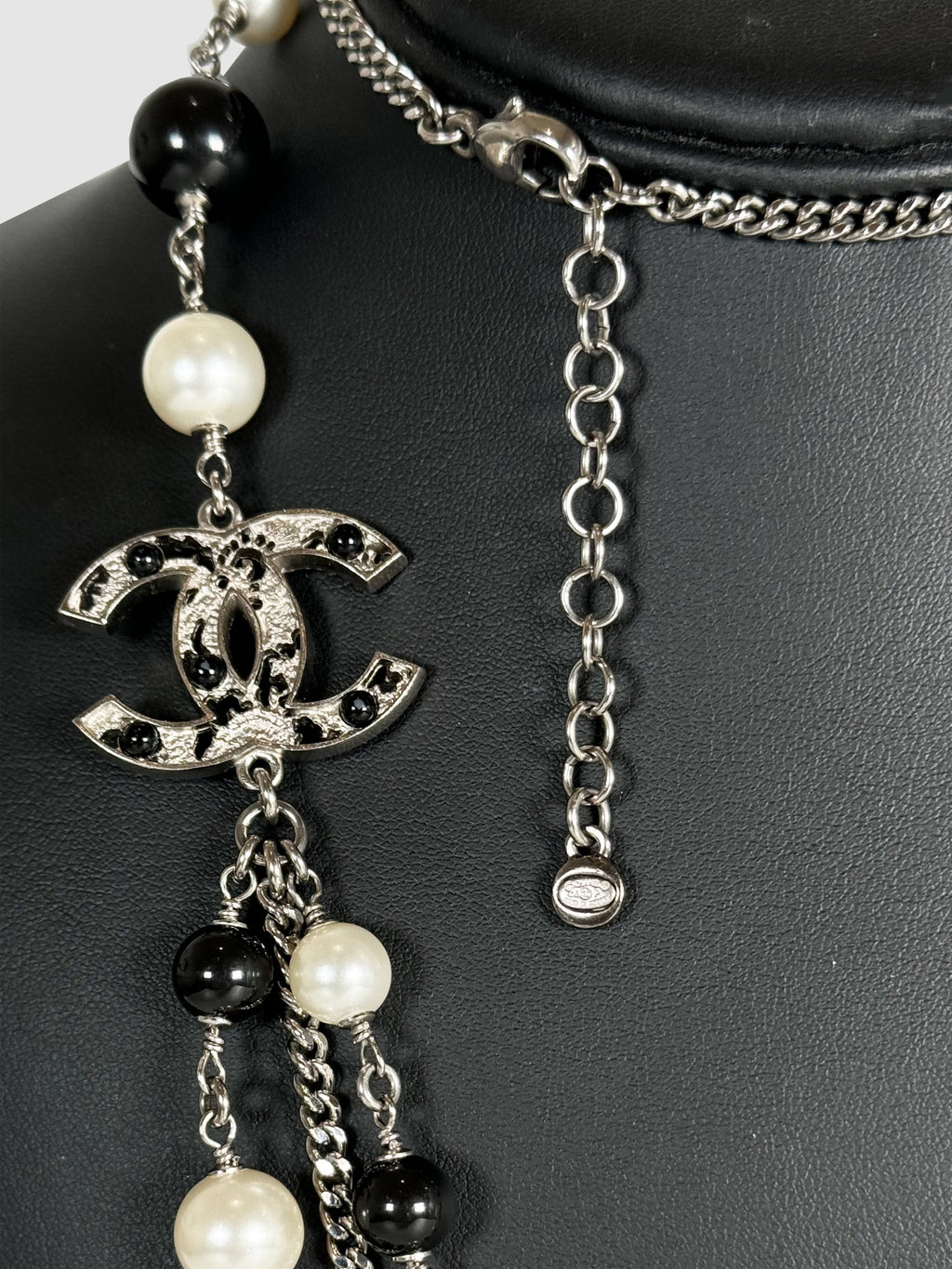 Beaded and CC Logo Long Necklace