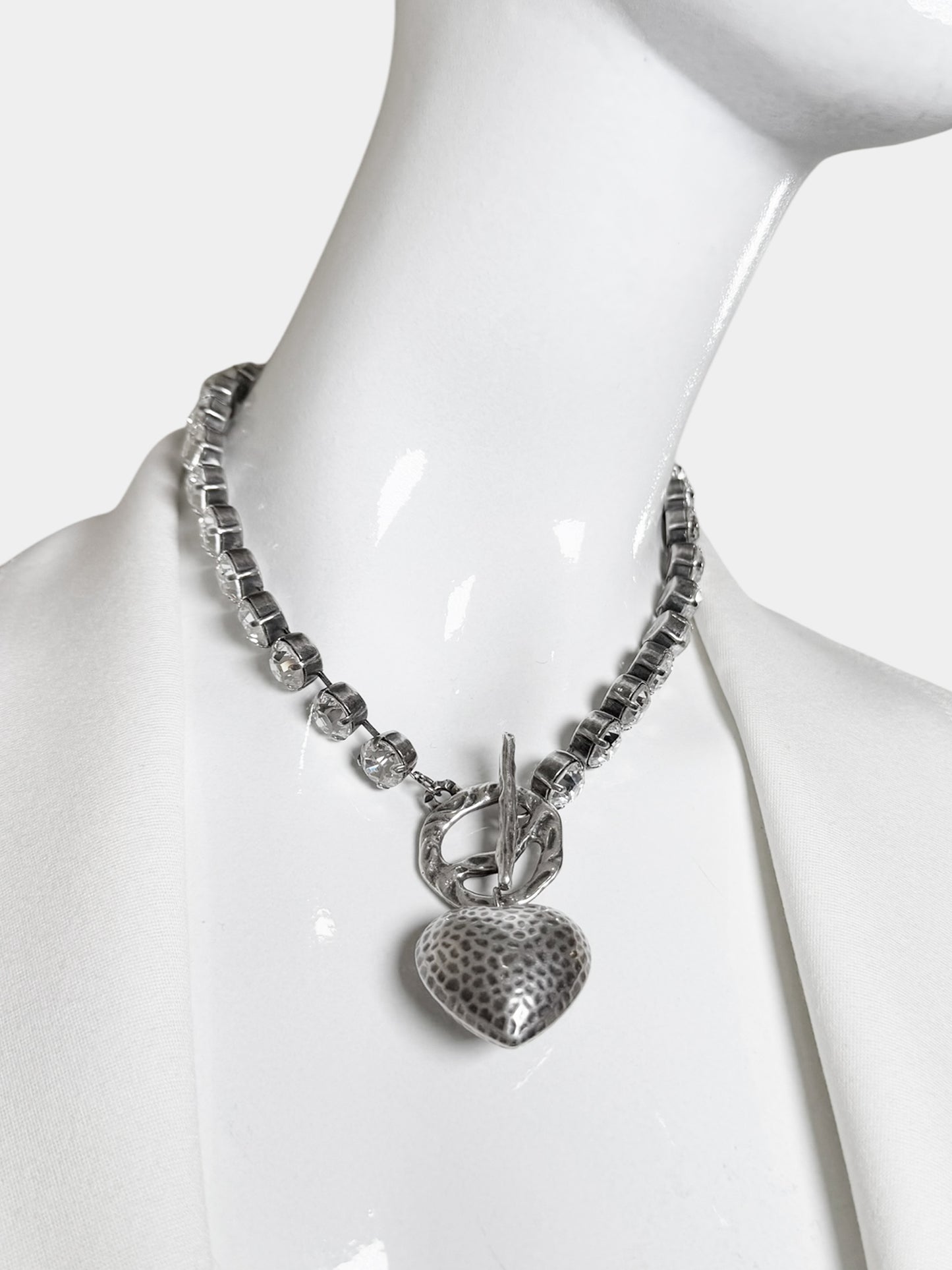 Heart Crystal Pewter Necklace