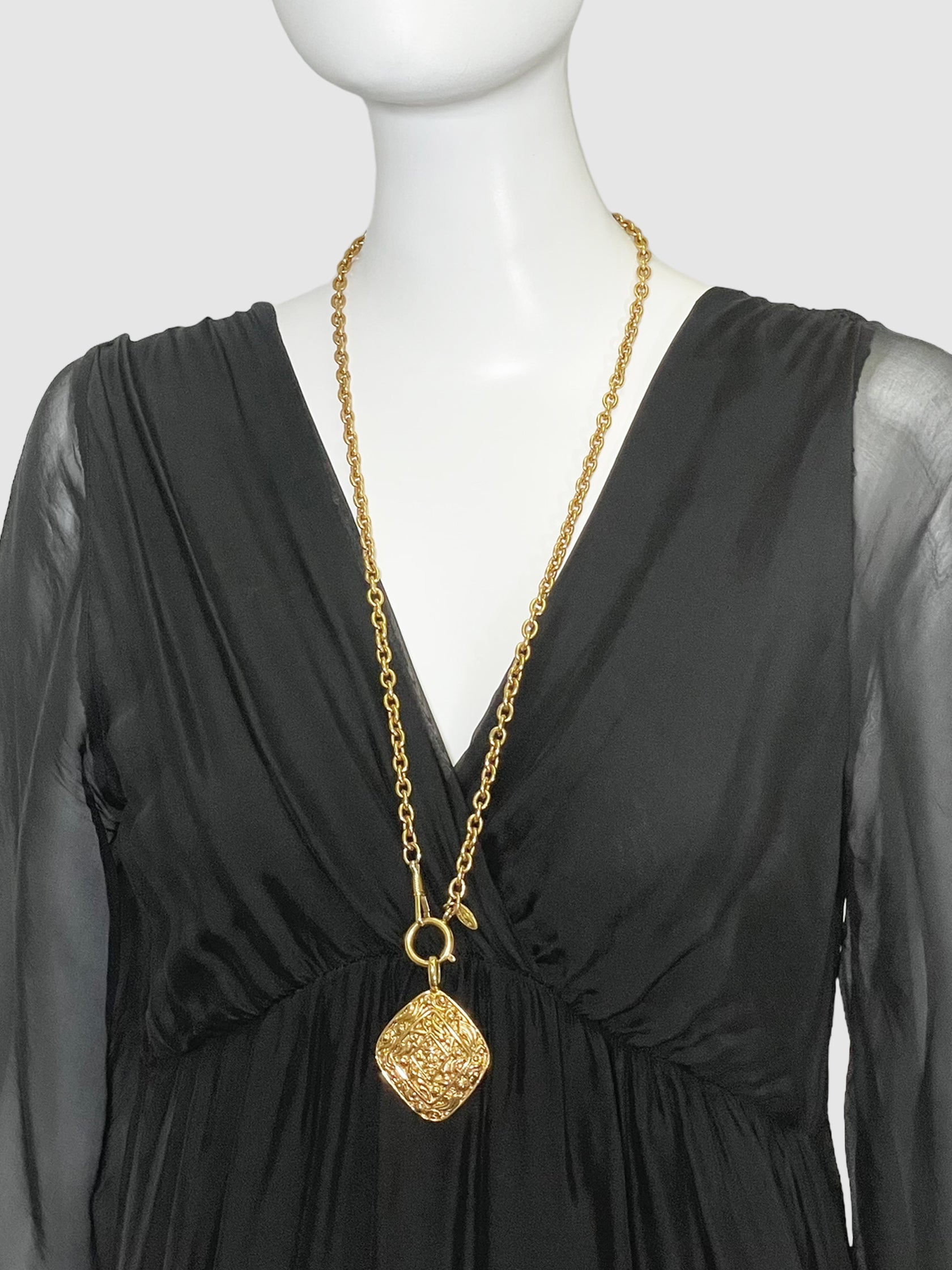 Vintage Diamond Shaped CC Pendant Necklace