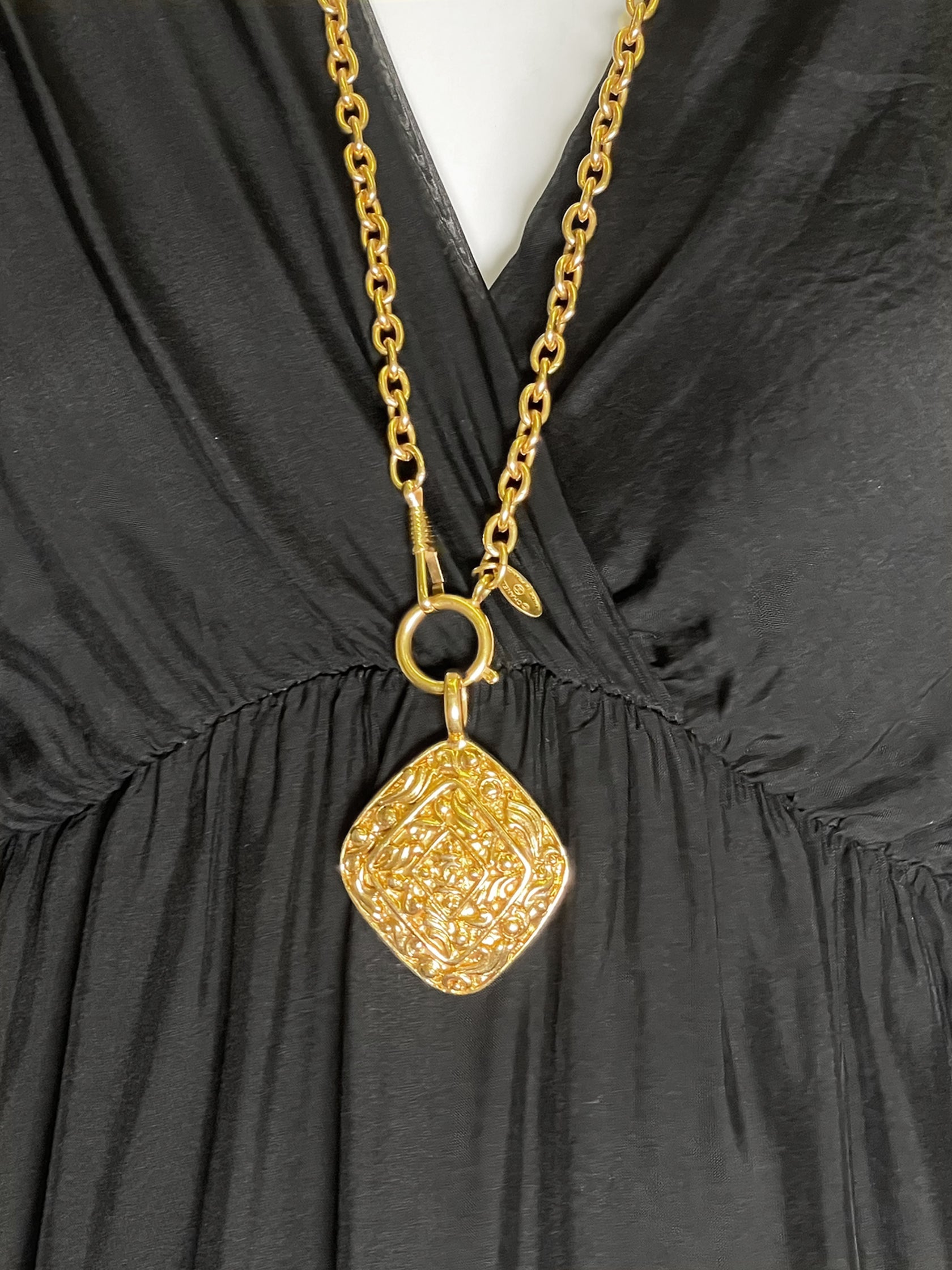 Vintage Diamond Shaped CC Pendant Necklace