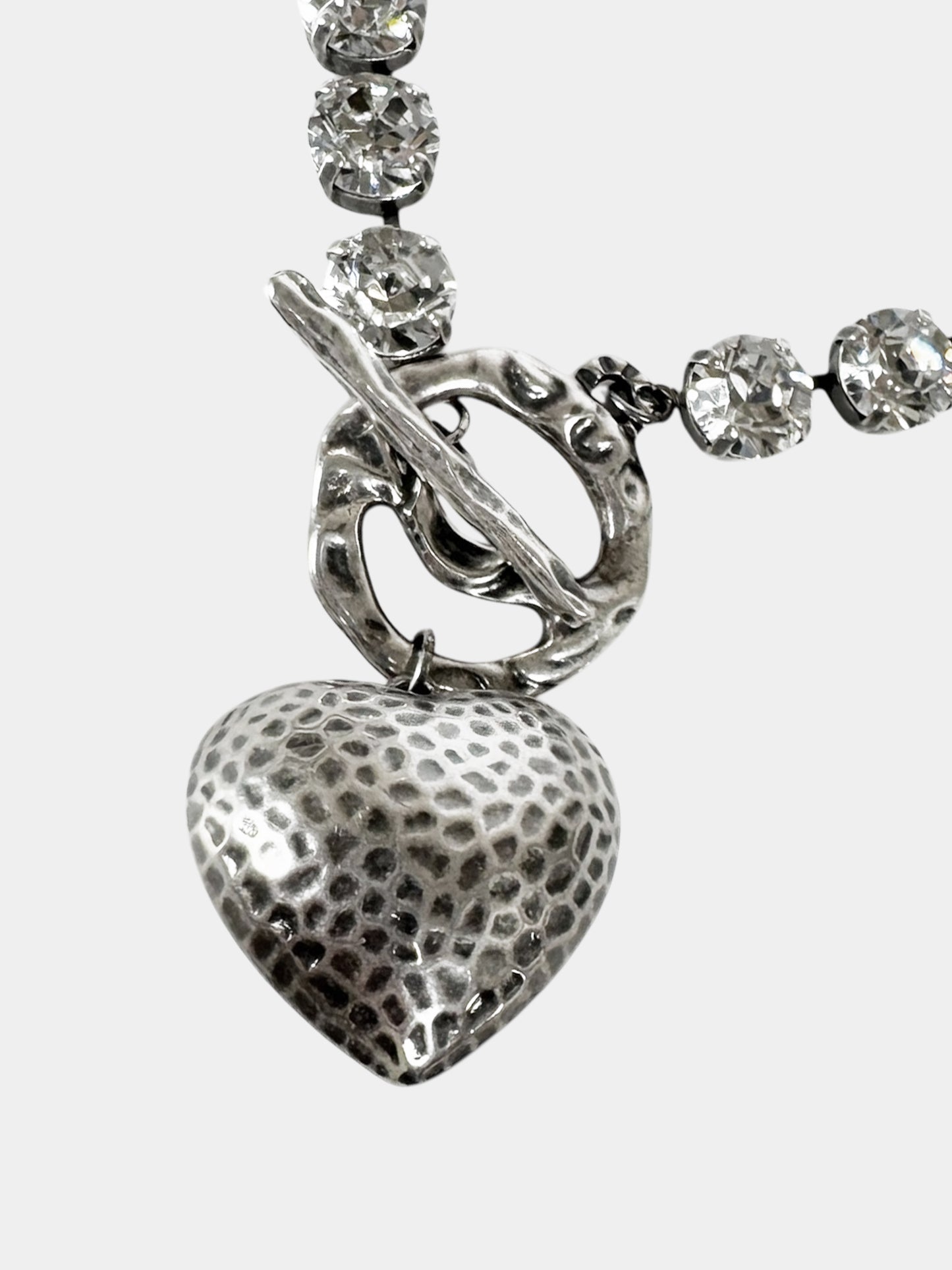 Heart Crystal Pewter Necklace