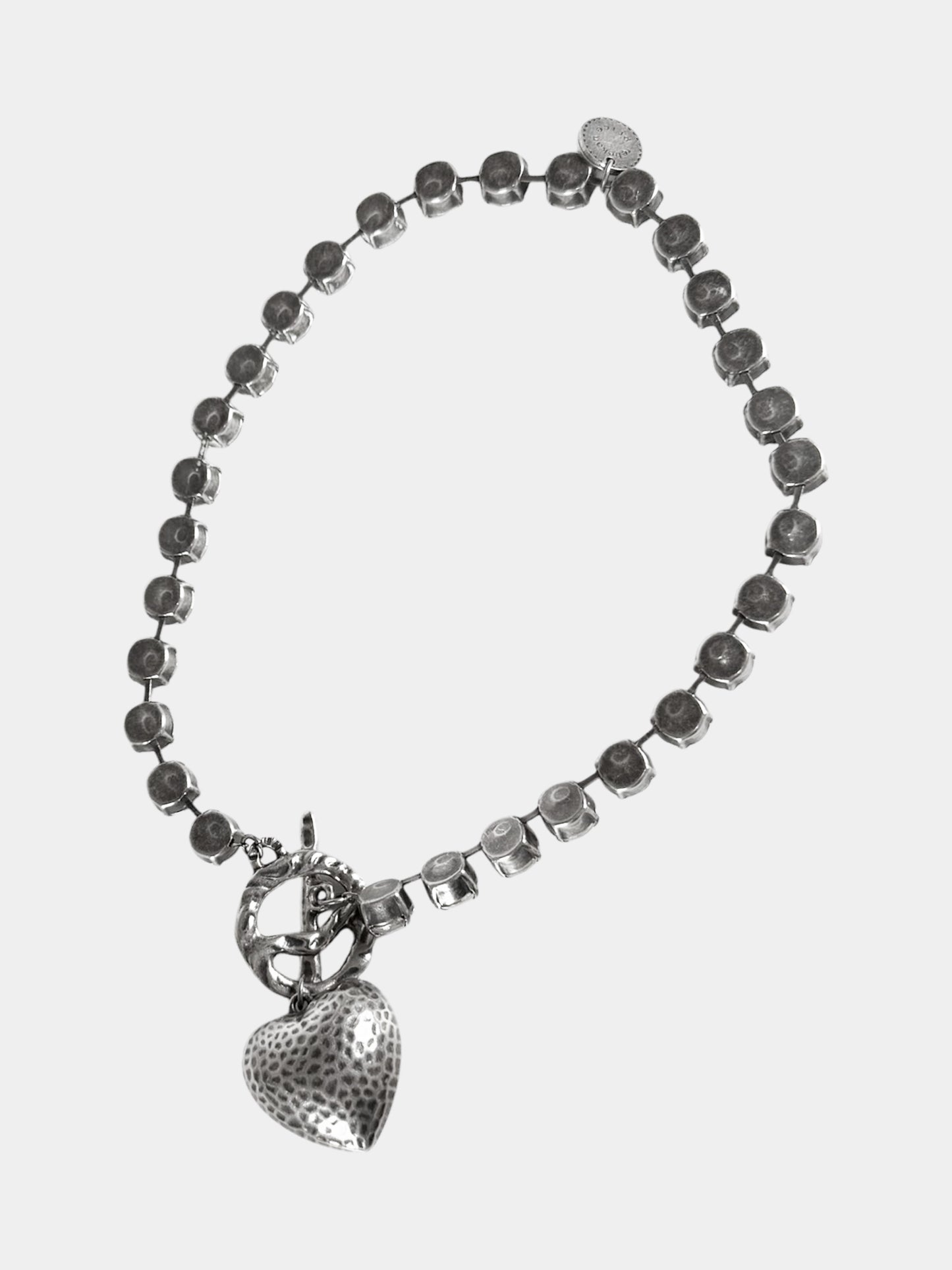 Heart Crystal Pewter Necklace