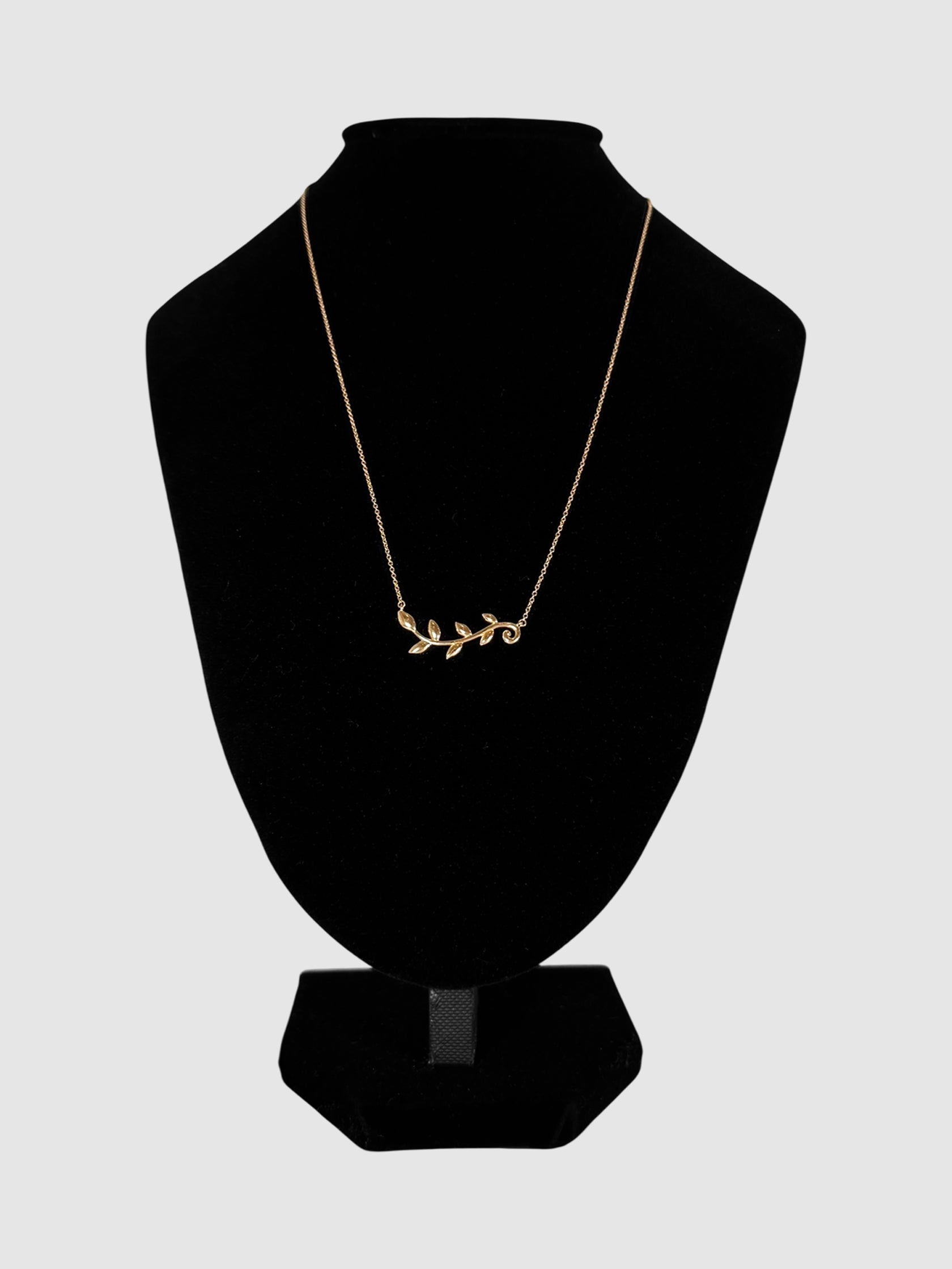 Olive Leaf Vine Pendant Necklace