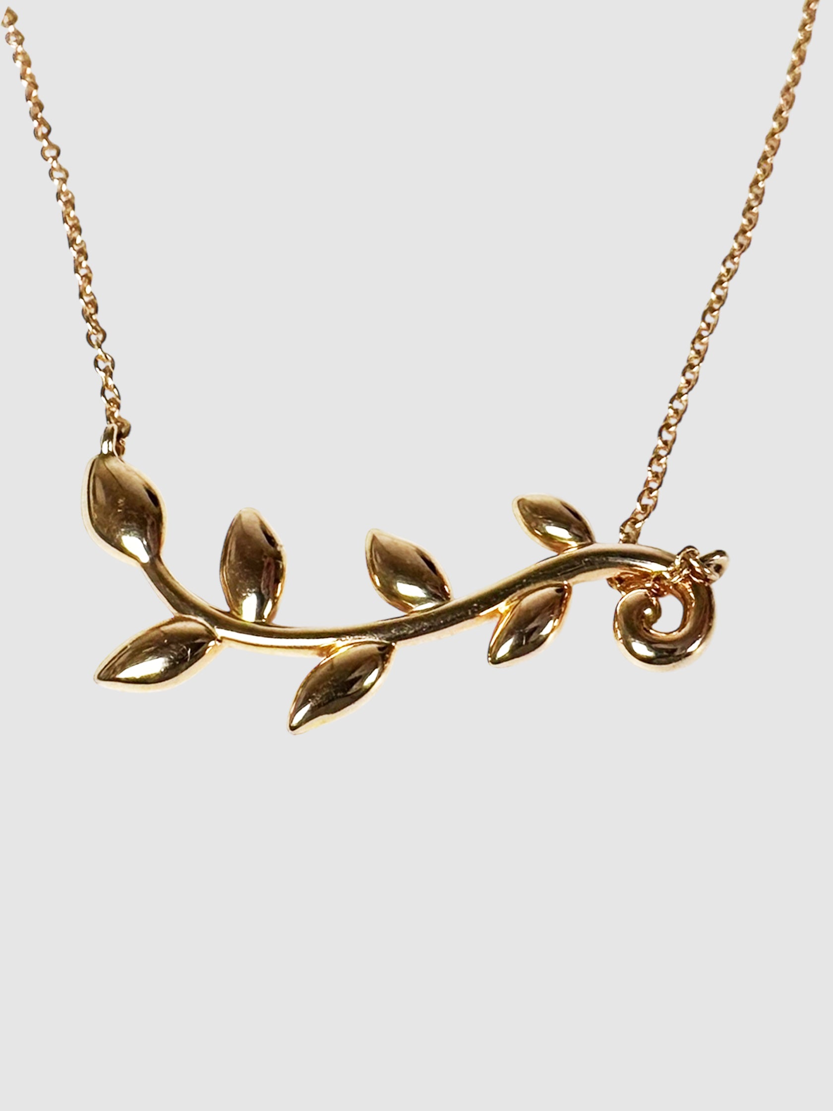 Olive Leaf Vine Pendant Necklace