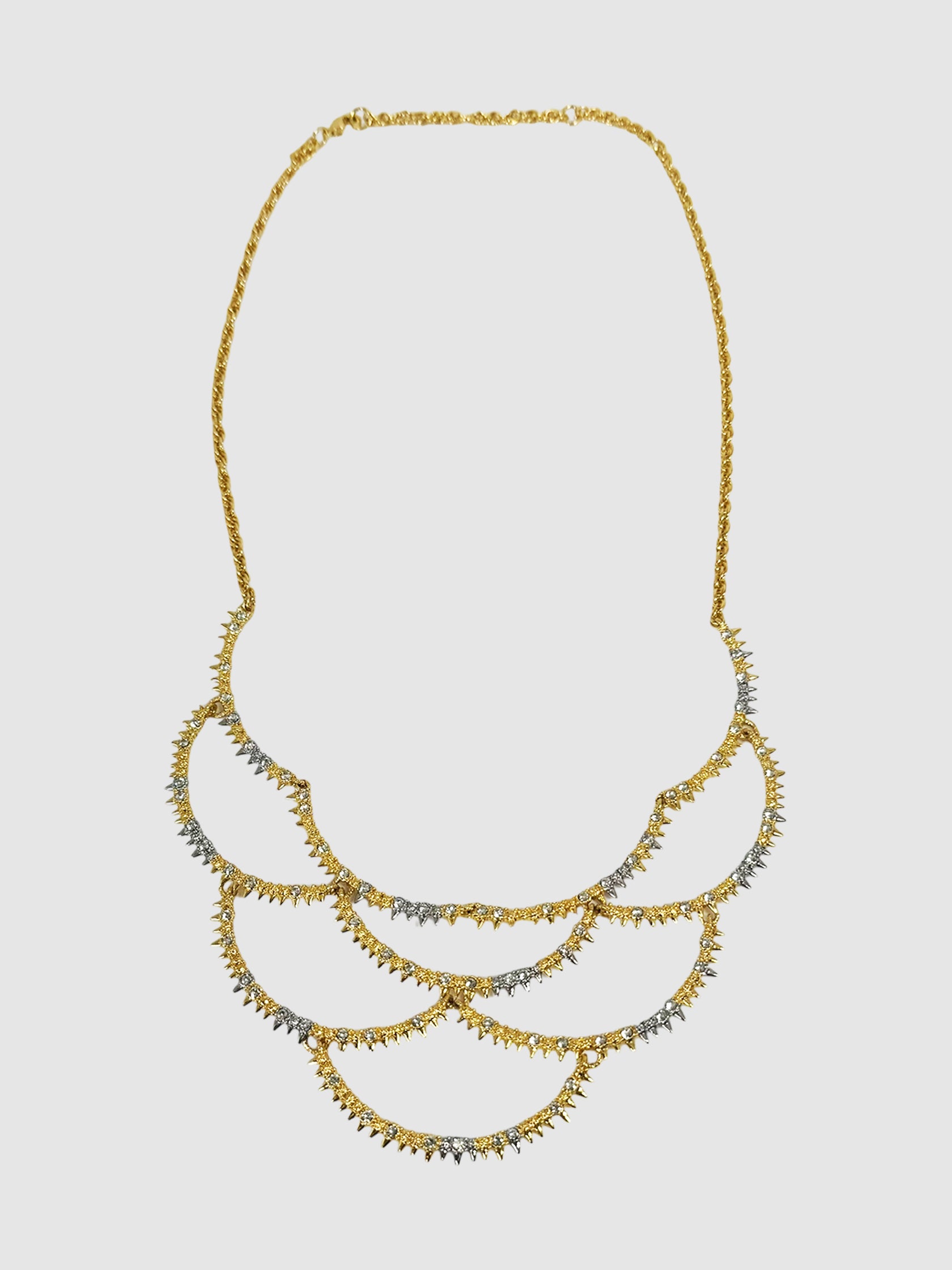 Spiked Scalloped Bib Necklace